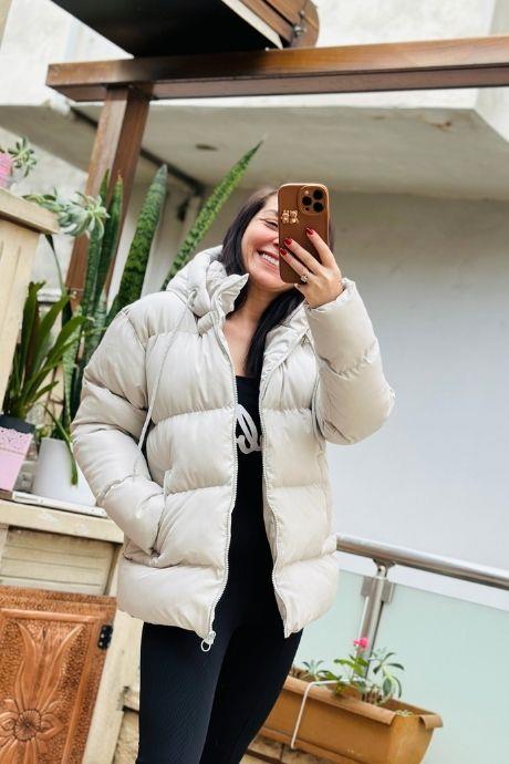 Araboy Kapşonlu Dolgun Şişme Mont TAŞ