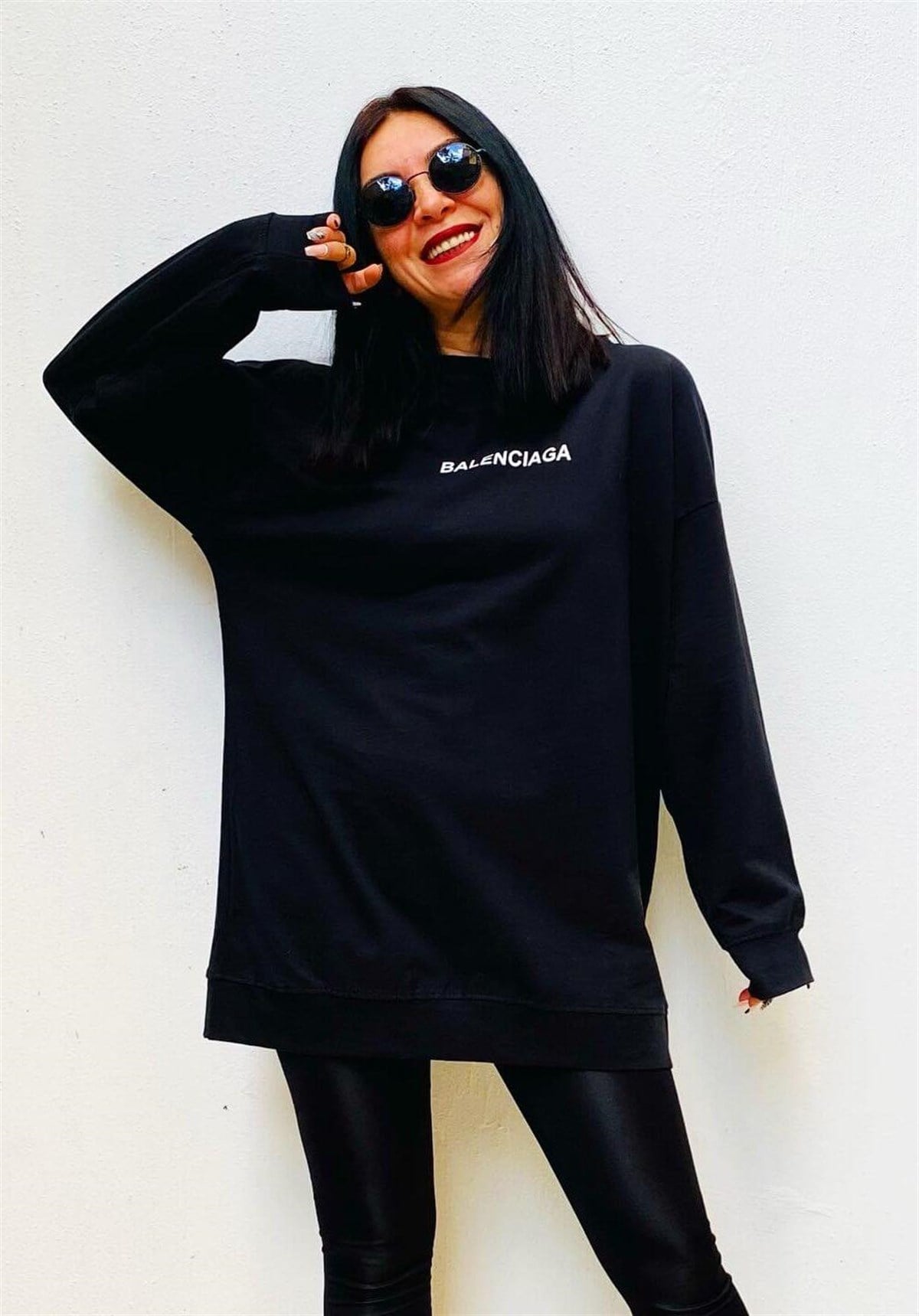 Balanciaga Pamuklu Siyah Tunik Sweat