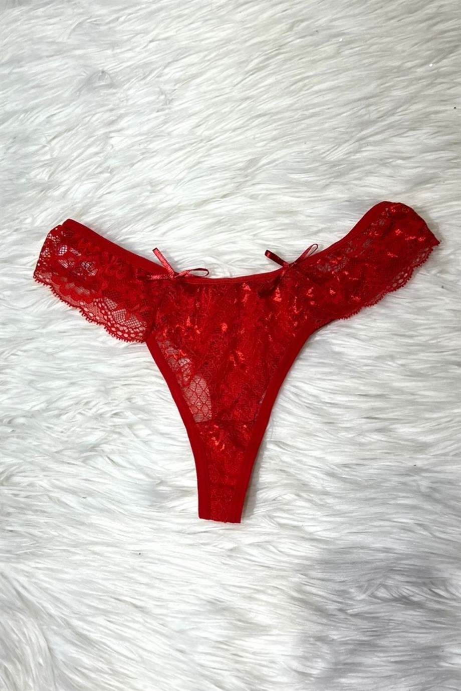Arkası Basic Önü Dantelli Tanga Kırmızı