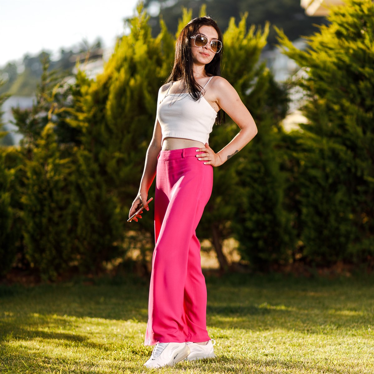 Kumaş Pembe Pantolon