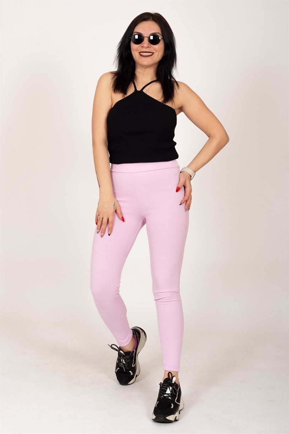 Pembe Fitilli Esnek Toparlayıcı Tayt