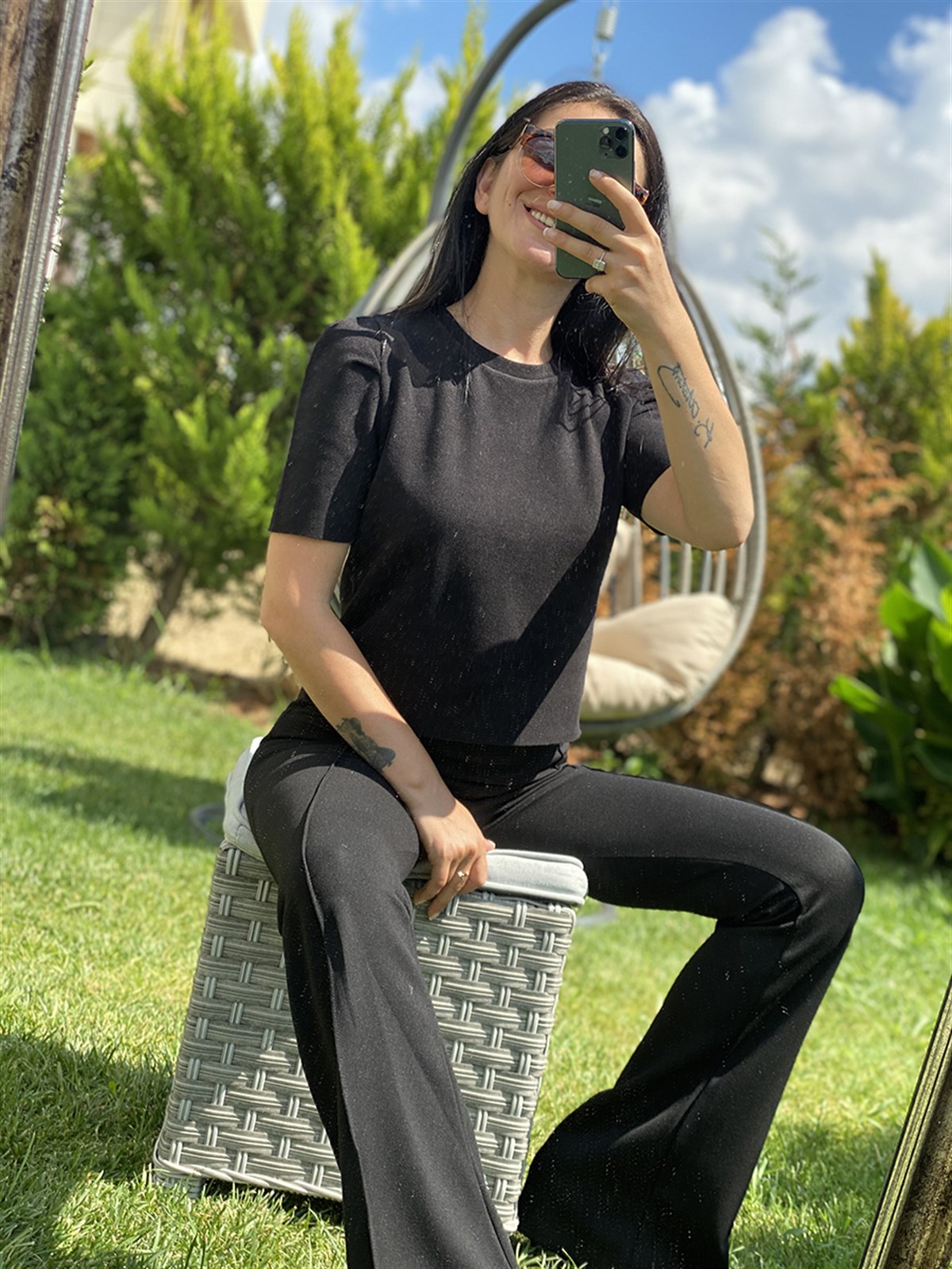 Selanik Kumaş Omuz Detaylı Bluz