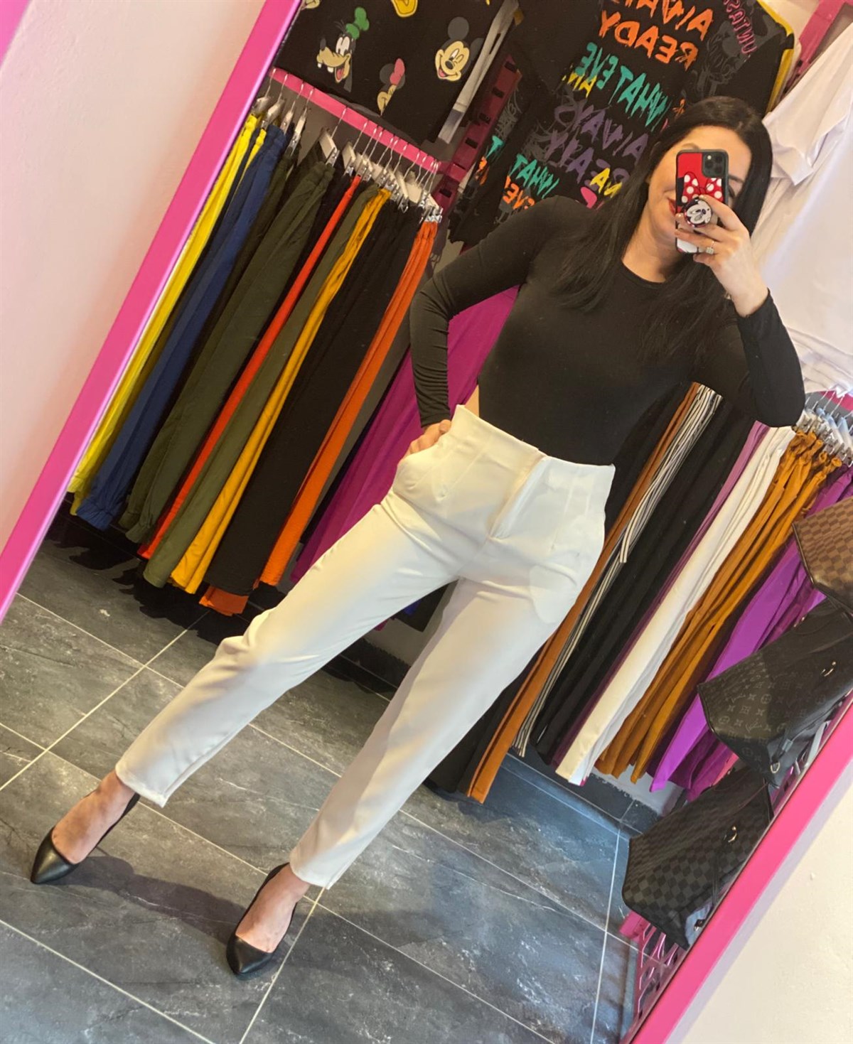 Zara Model Beyaz Atlas Kumaş Pantolon