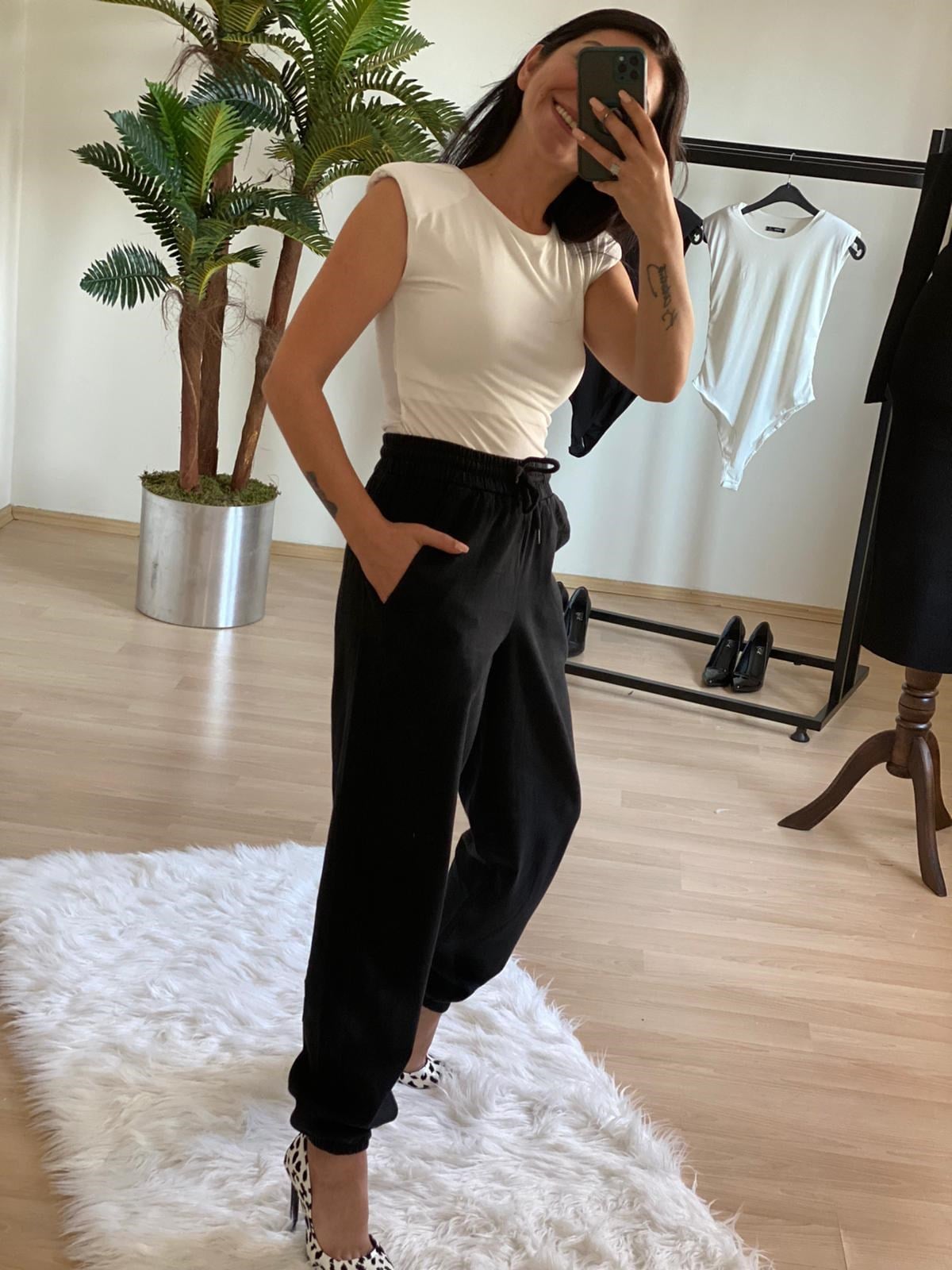 Zara Model Gabardin Kumaş Beli Lastikli Pantolon