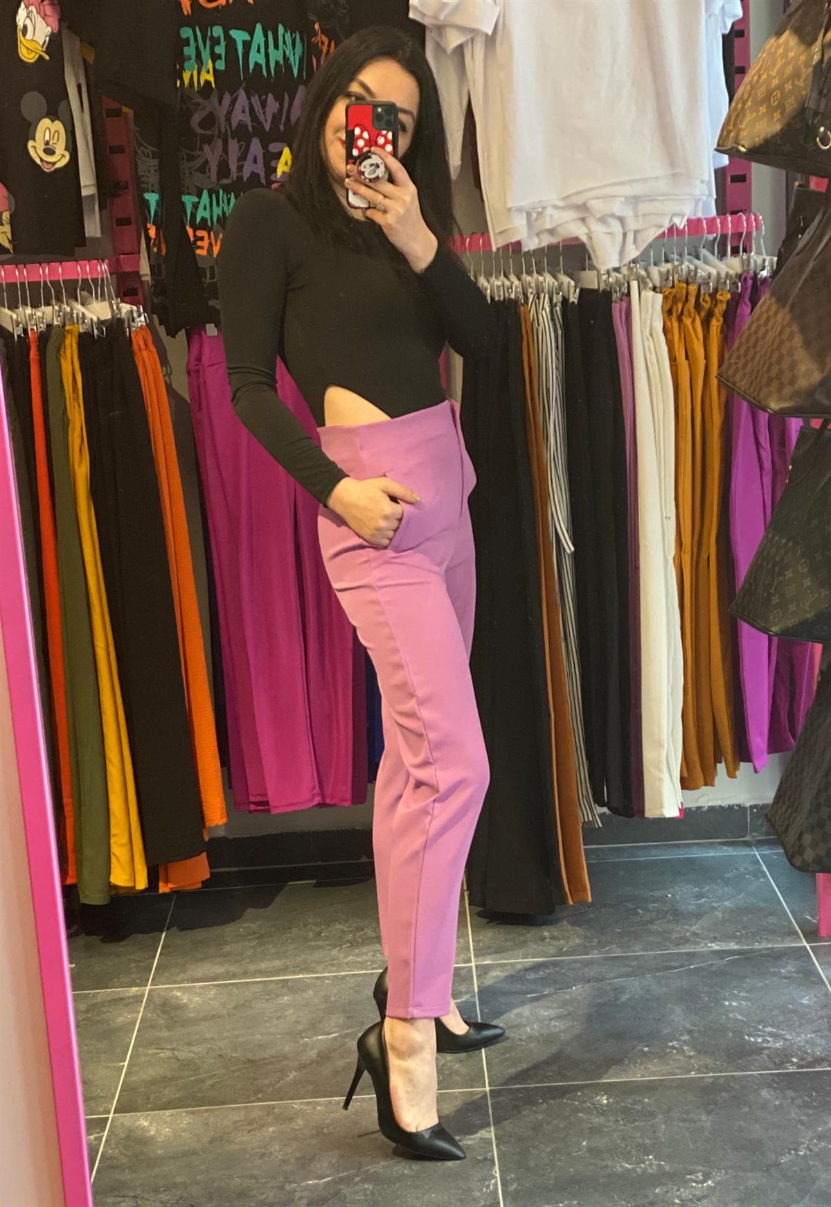 Zara Model Lila Atlas Kumaş Pantolon