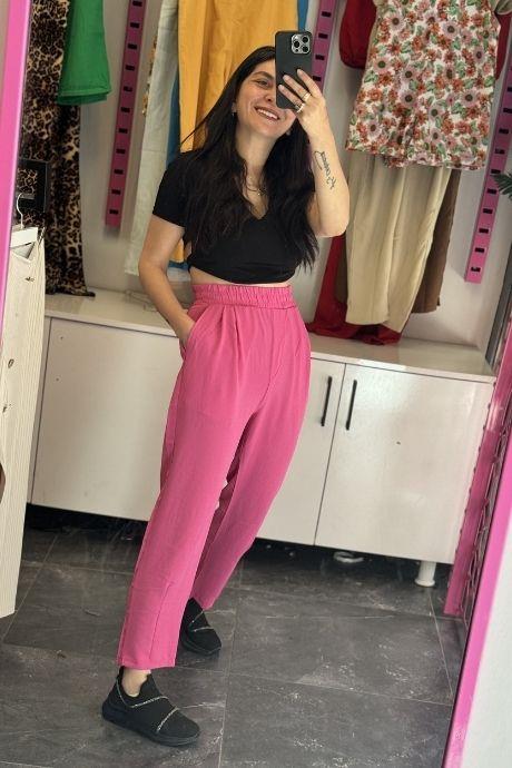 Beli Lastikli Ayrobin Kumaş Pantolon