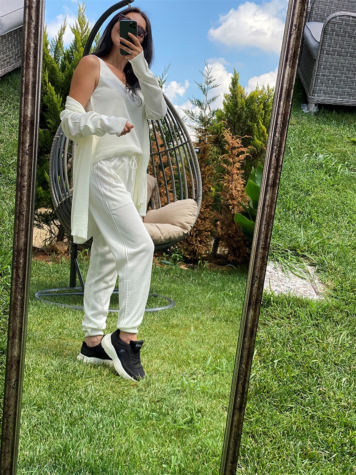 3'lü Beyaz Triko Takım