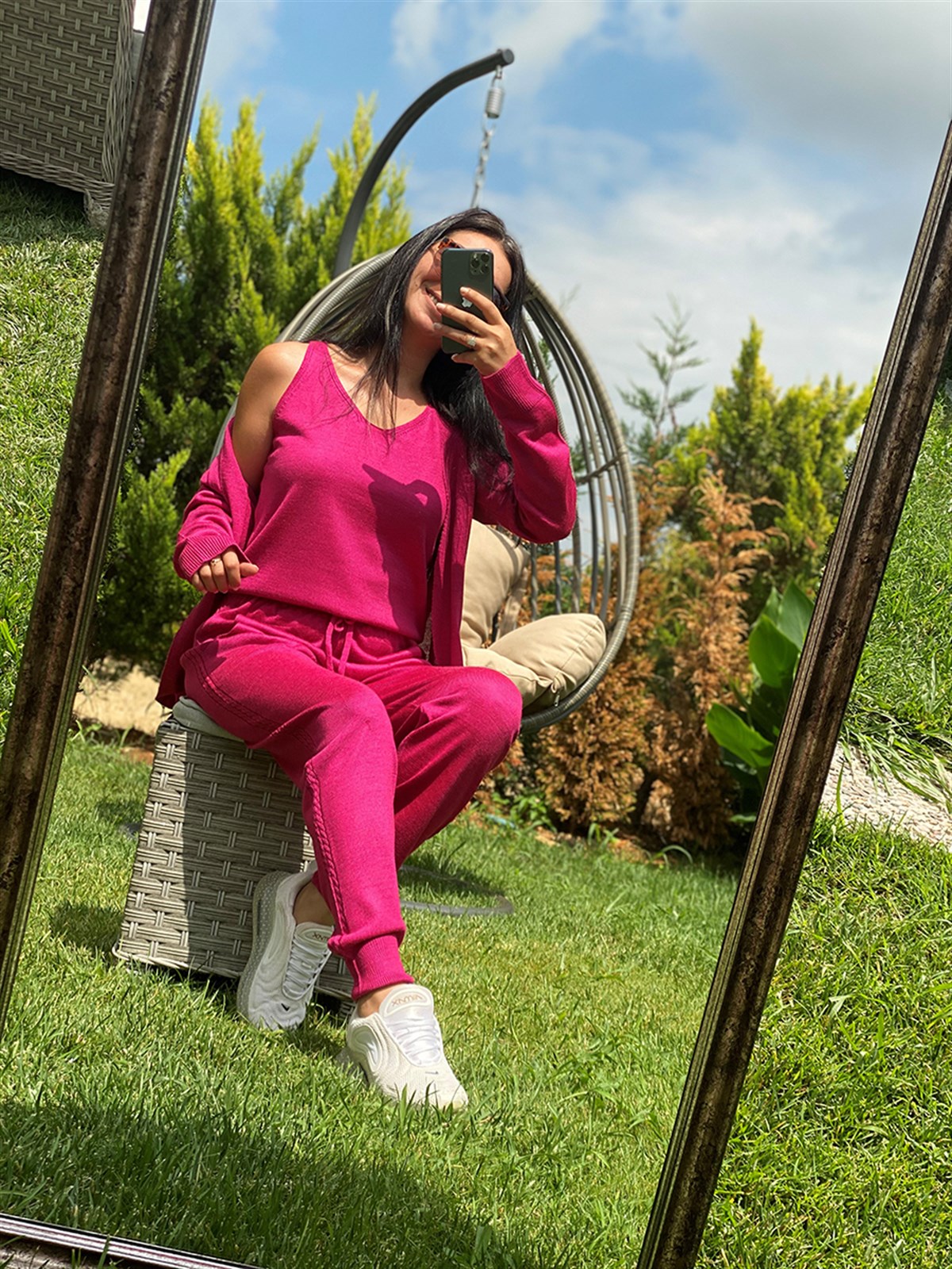 3'lü Fuşya Triko Takım