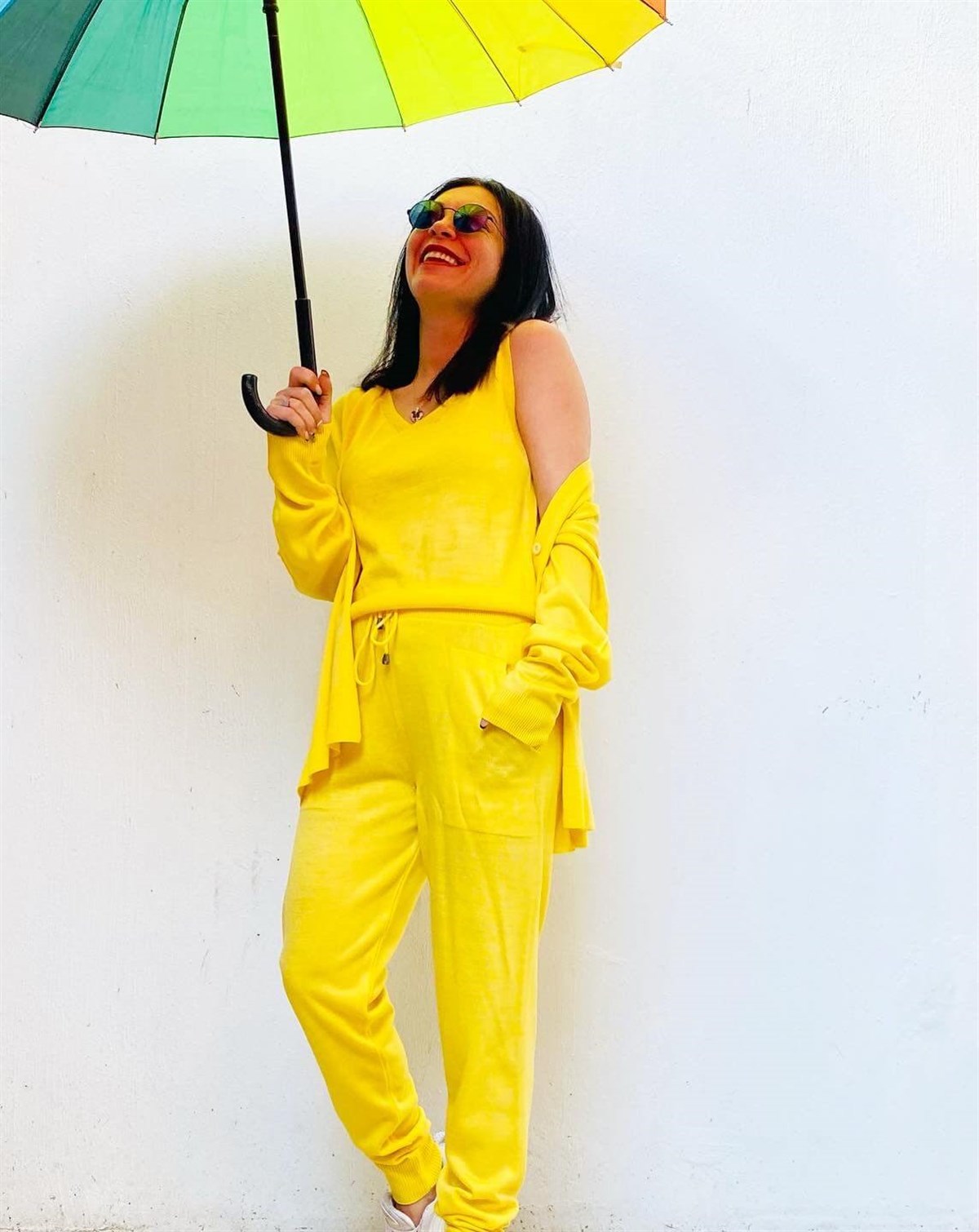 3'lü Sarı Rengi Cepli Triko Takım