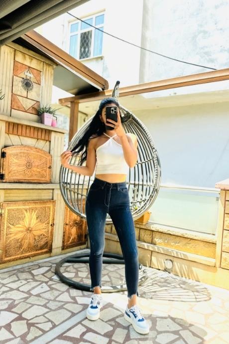 Mavi Skinny Jean Yırtık Detaylı