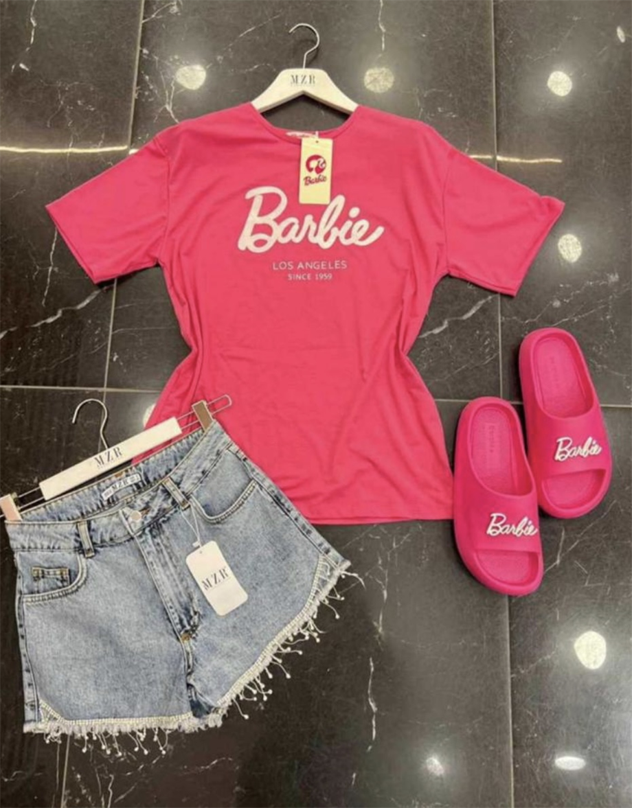 Barbie Los Angeles Baskılı T-shırt PEMBE
