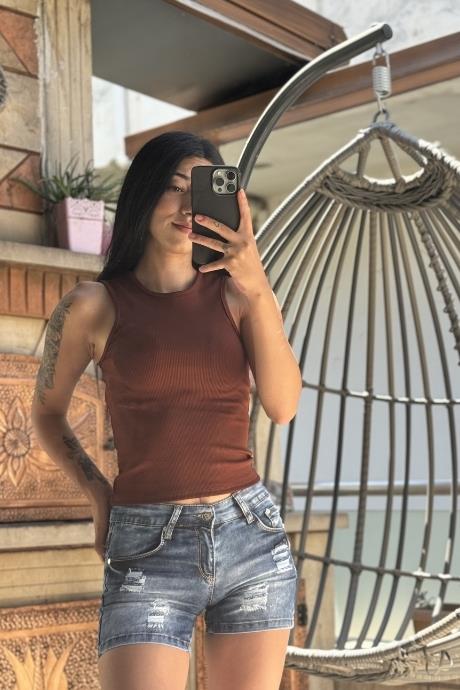 Halter Yaka Kaşkorse Crop 