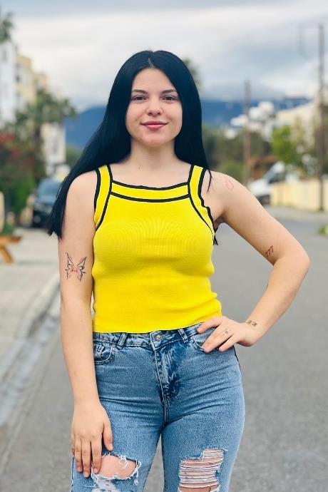 Kalın Askılı Triko Crop Bluz Neon Sarı