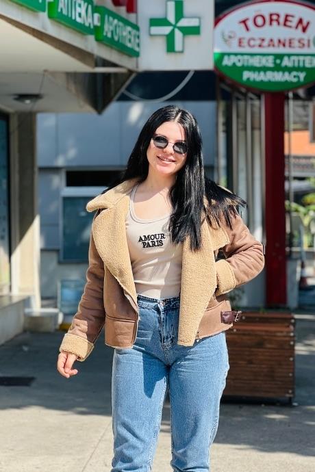 Dik Yaka İçi Kürklü Kışlık Süet Mont