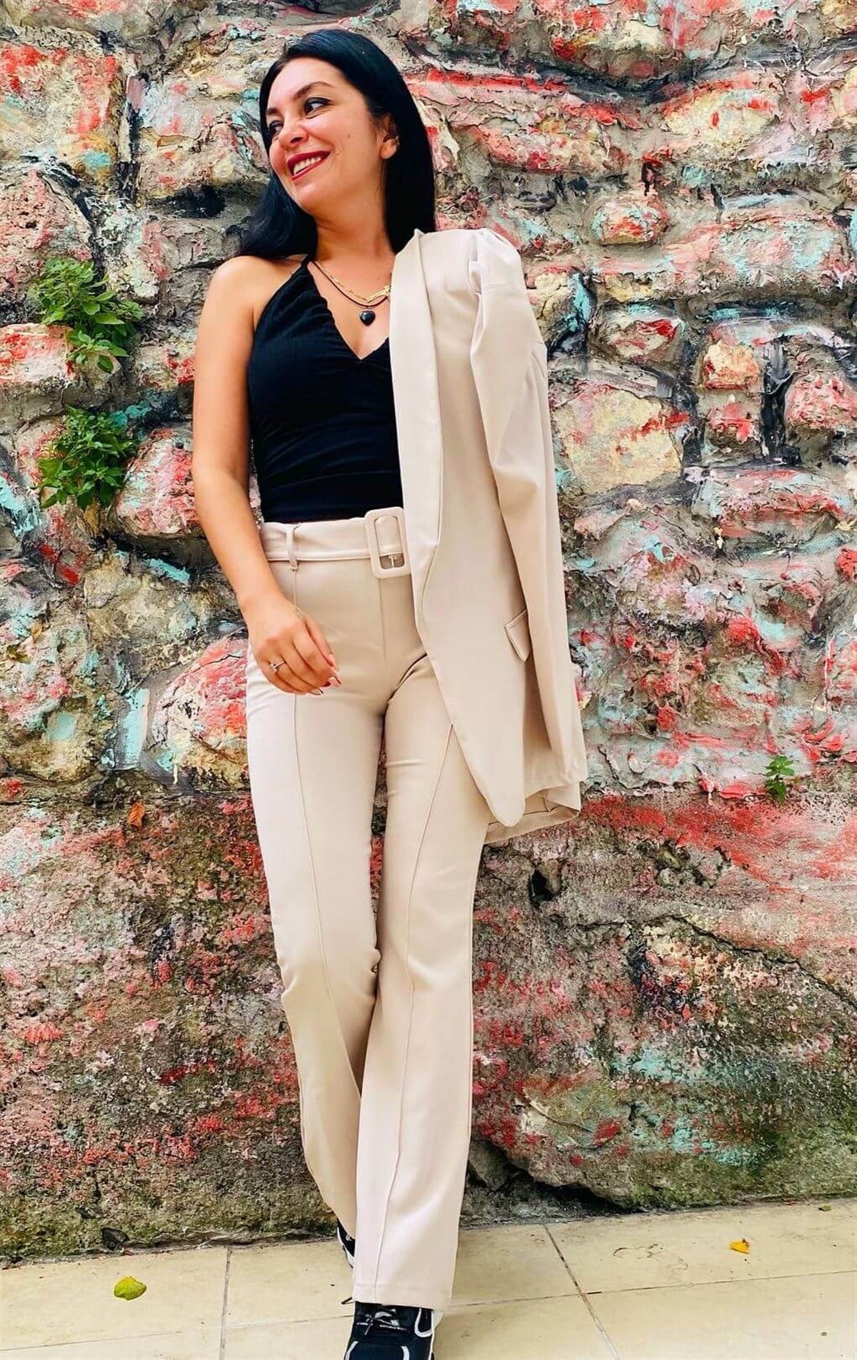 Bej Omuz Vadkalı Blazer Ceket
