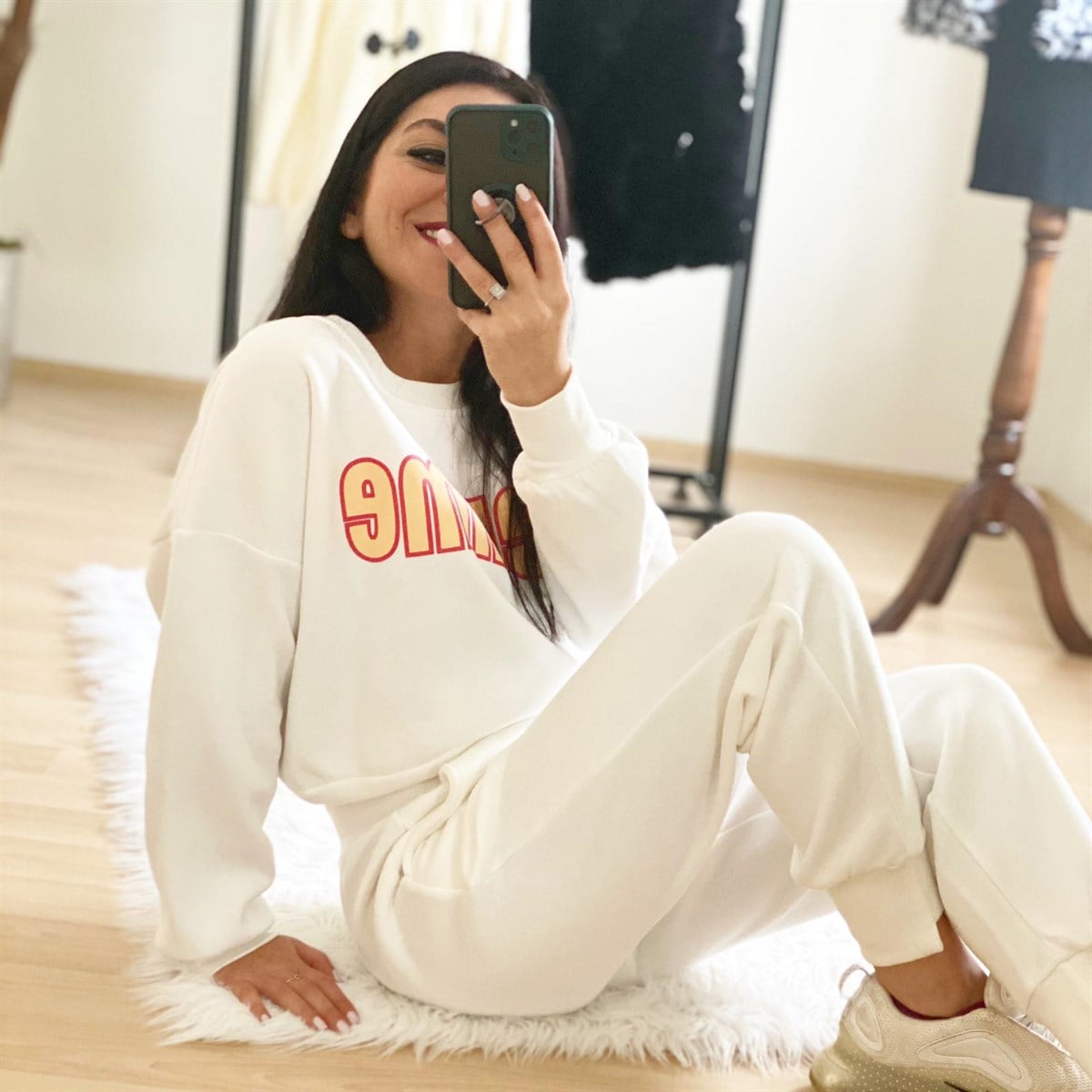 Beyaz 3iplik Polar Eşofman