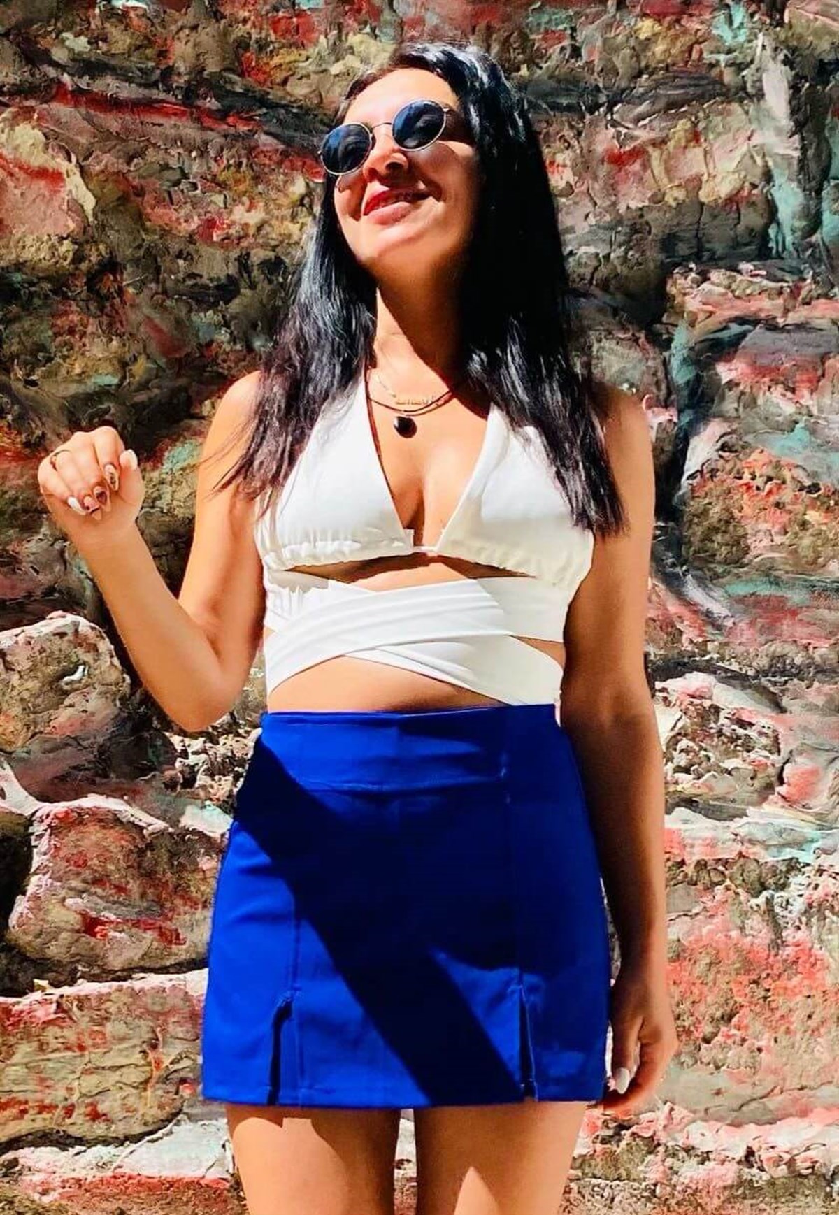 Çapraz Tasarım Beyaz Crop Bluz