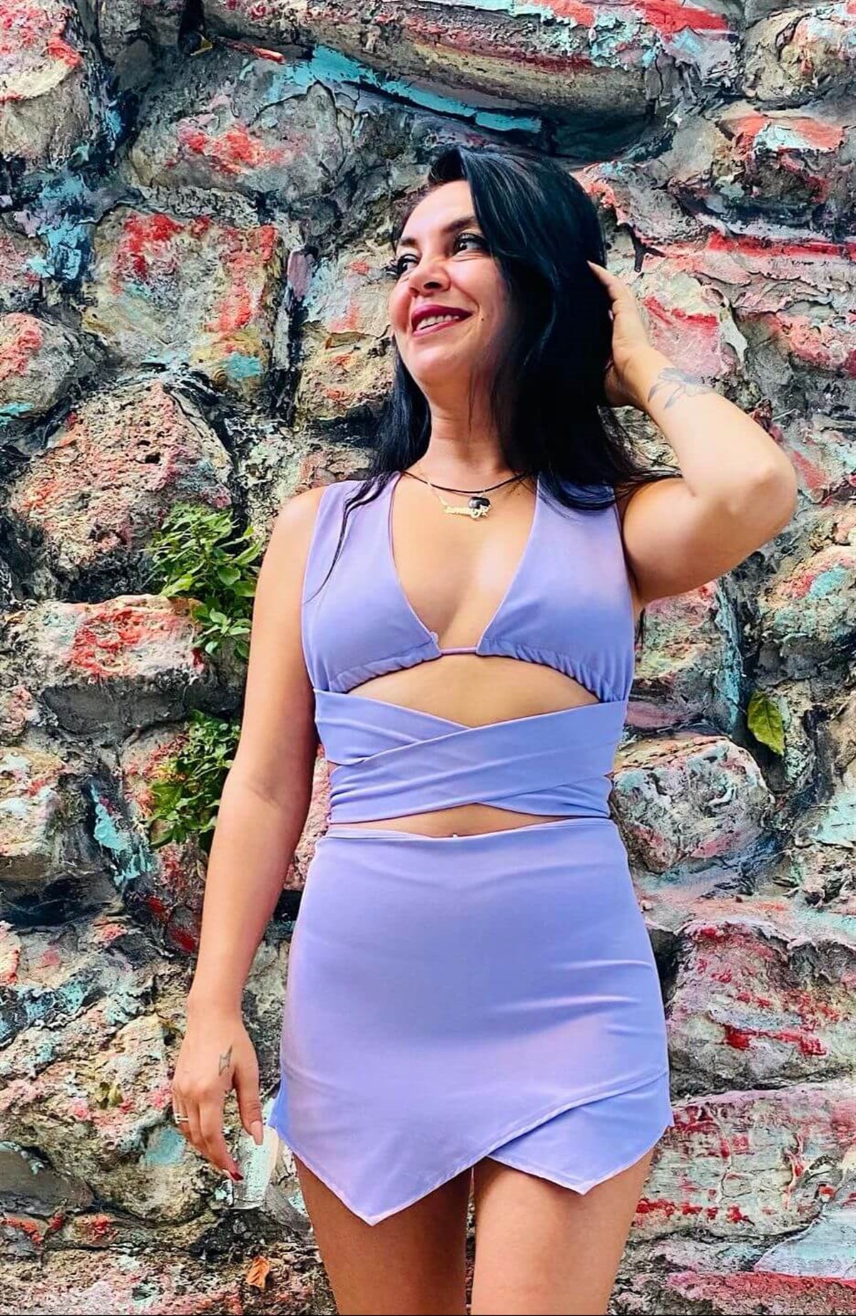 Çapraz Tasarım Lila Crop Bluz