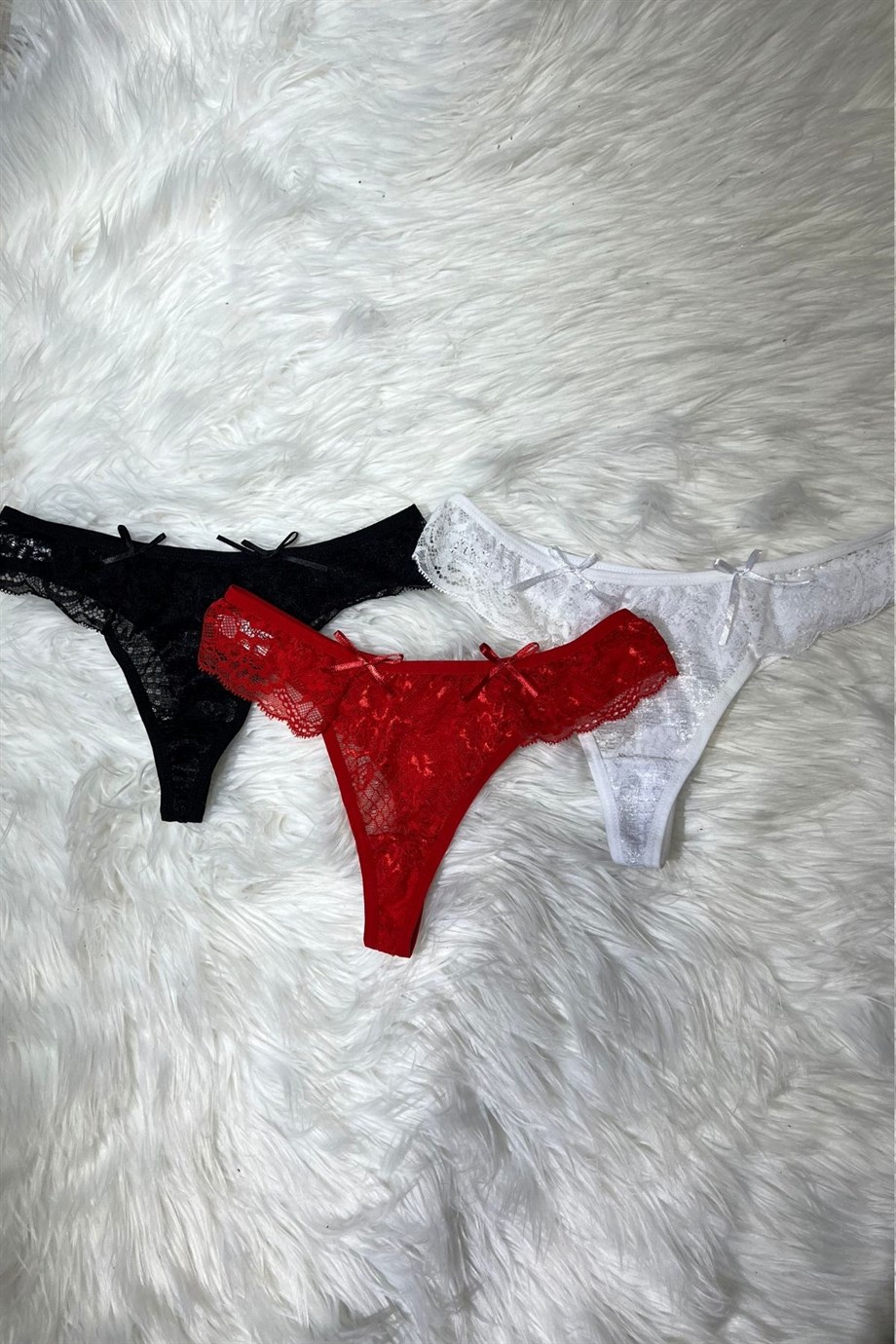 Arkası Basic Önü Dantelli Tanga Beyaz