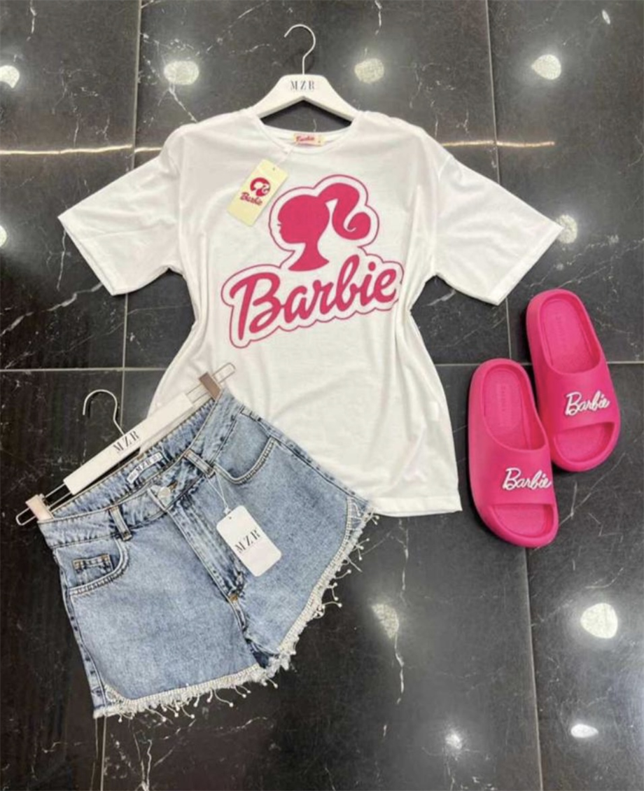 Barbie Sembol Baskılı T-shırt BEYAZ