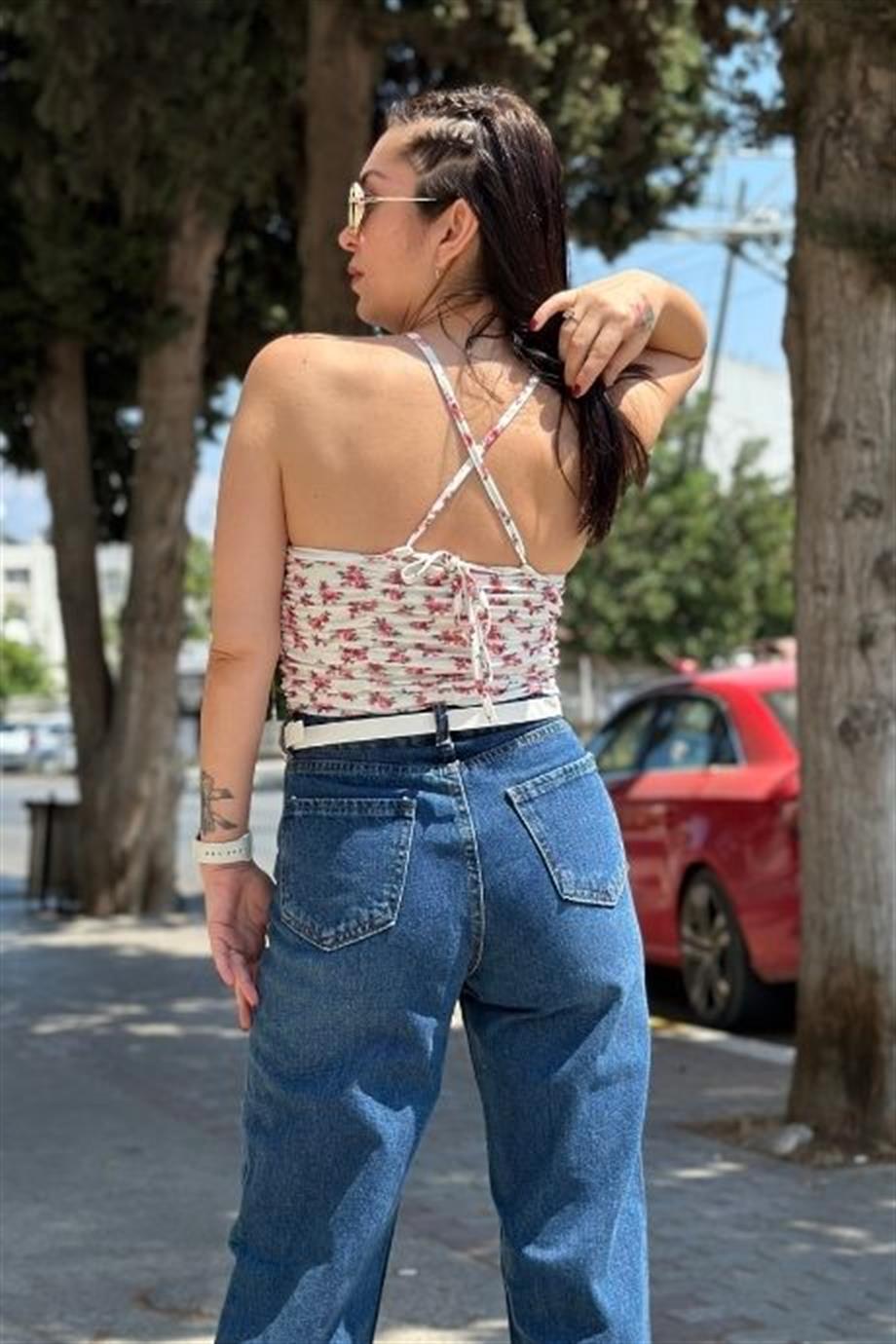 Ön Çarpraz Bağlamalı Crop BEYAZ