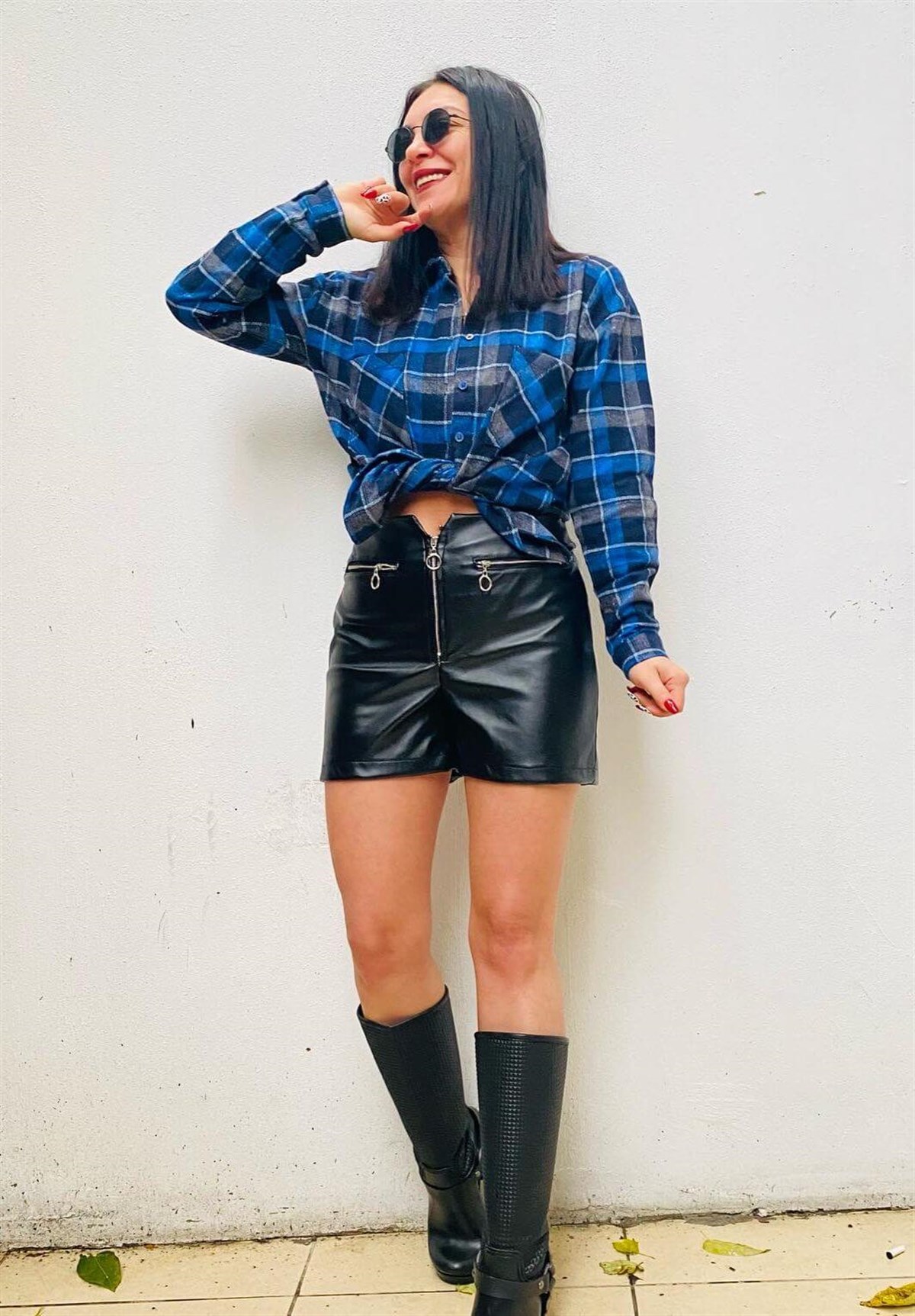 Fermuar Detaylı Şardonlu Deri Şort