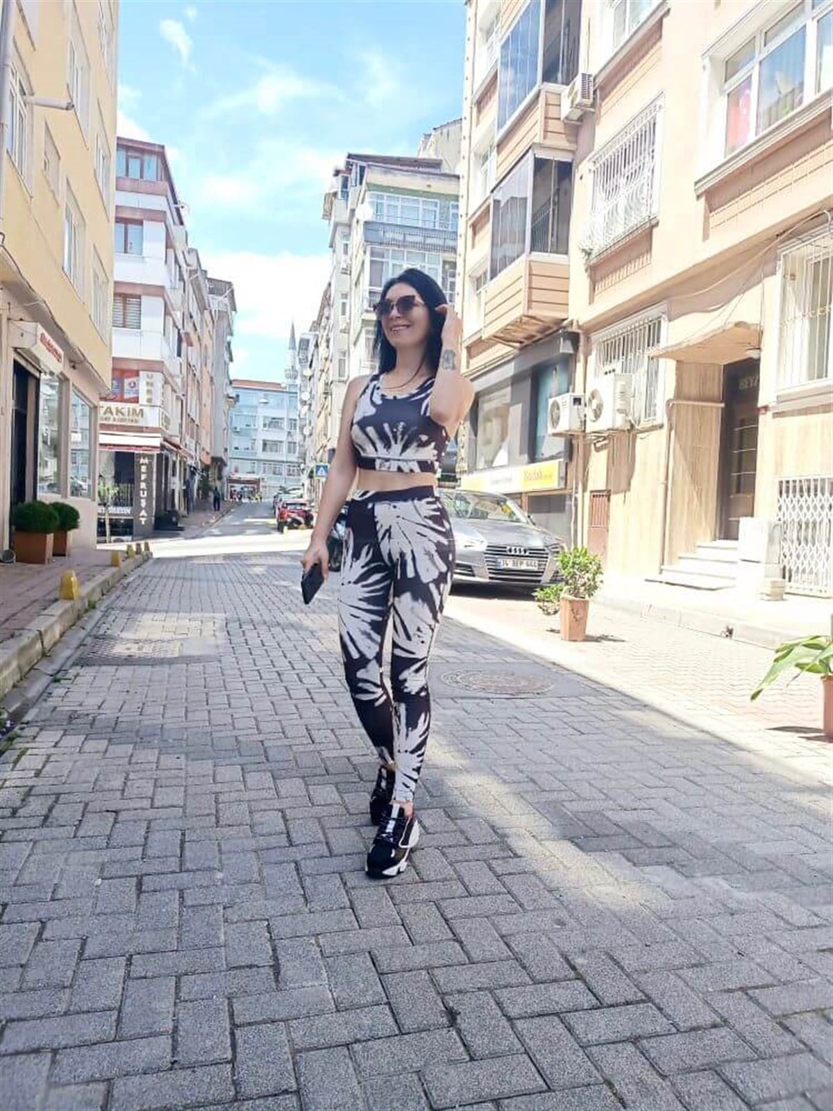H&M Spor Tayt Takım Siyah Beyaz
