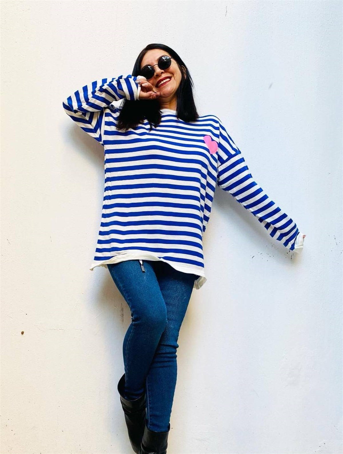Kemer Detaylı Mavi Full Likralı Skinny Jean