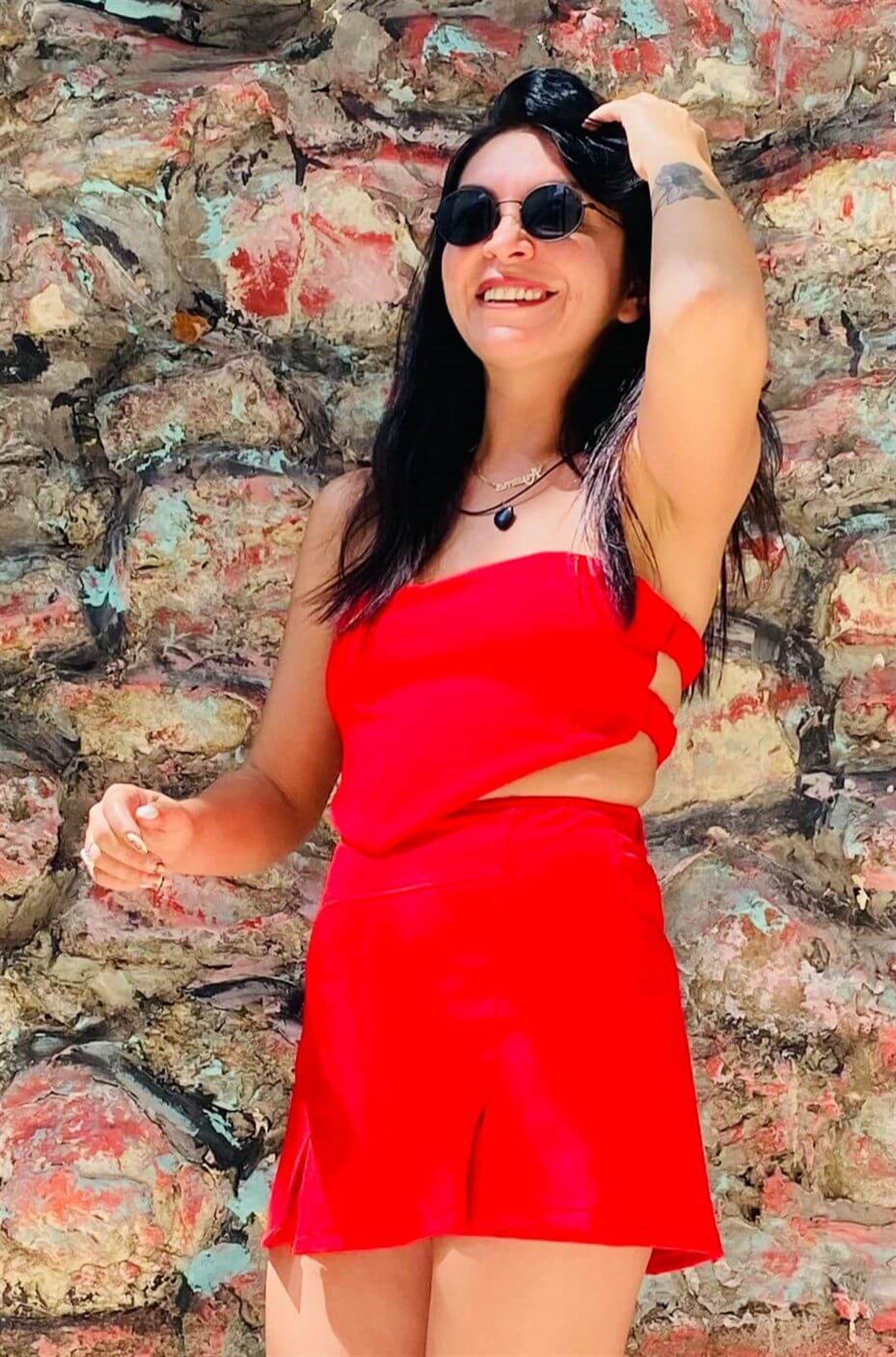 Kırmızı mendil Tasarım Straplez Crop Top