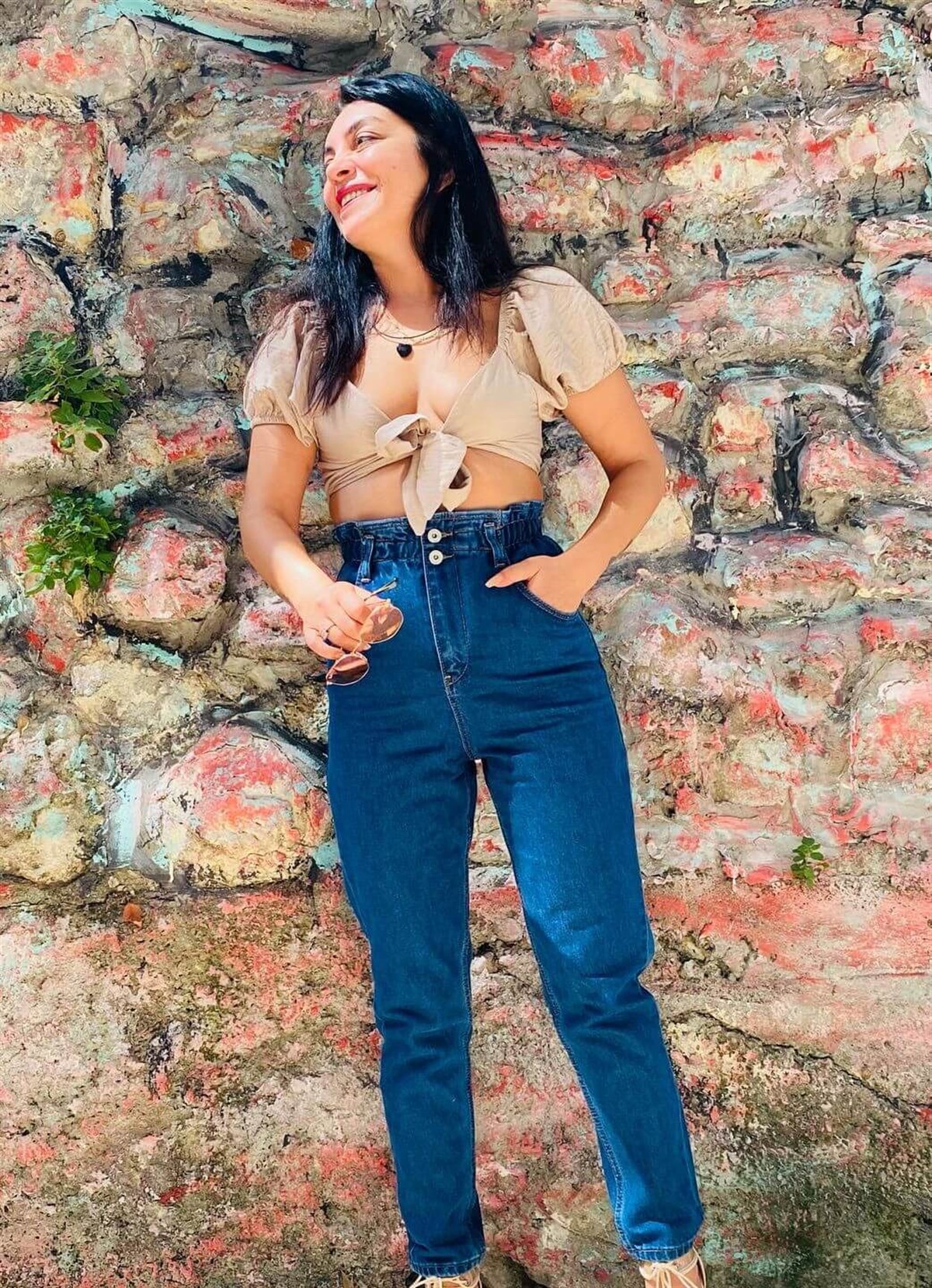 Mavi Beli Lastikli Mom Jean
