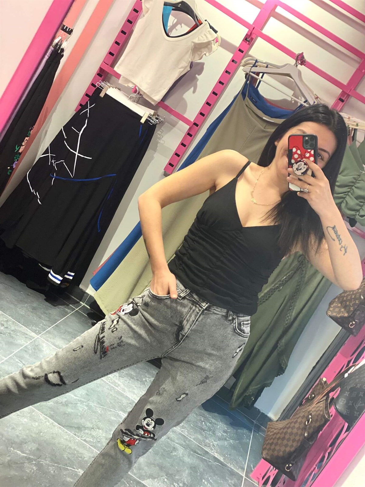 Omuz Askısı Ayarlanabilir Balon Tasarım Siyah Bluz