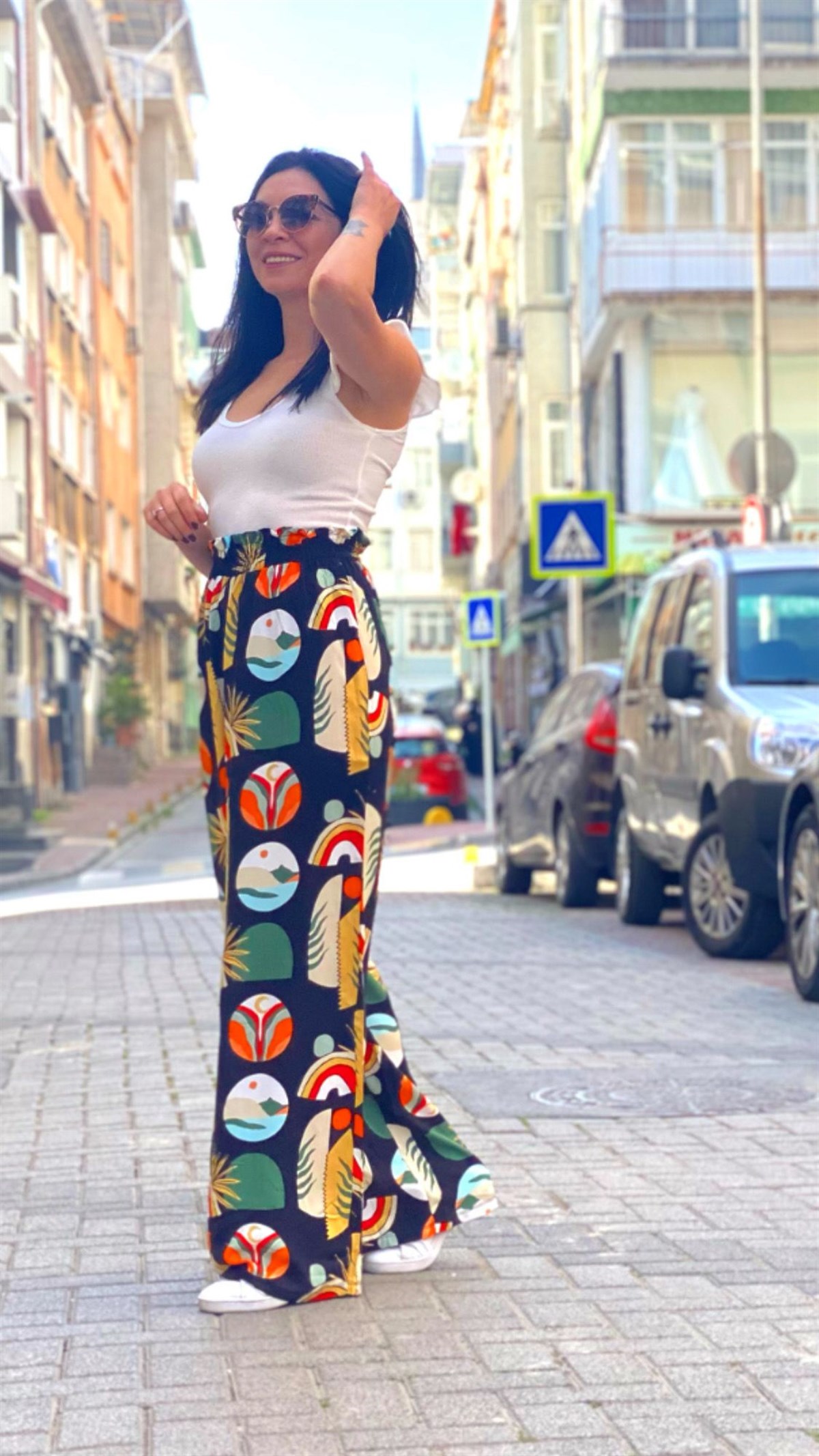 Renkli Rahat Kalıp %100 Viscon Pantolon