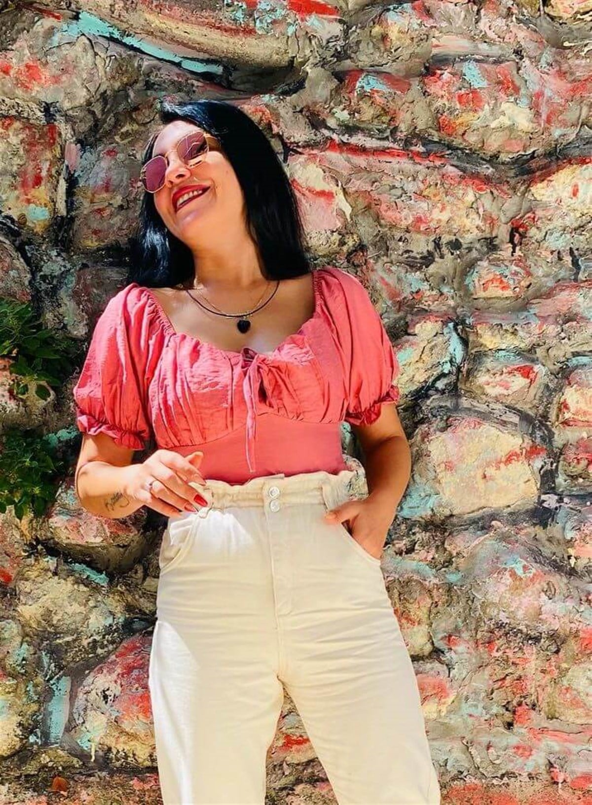Şeker Pembesi Ham Keten Tasarım Crop bluz