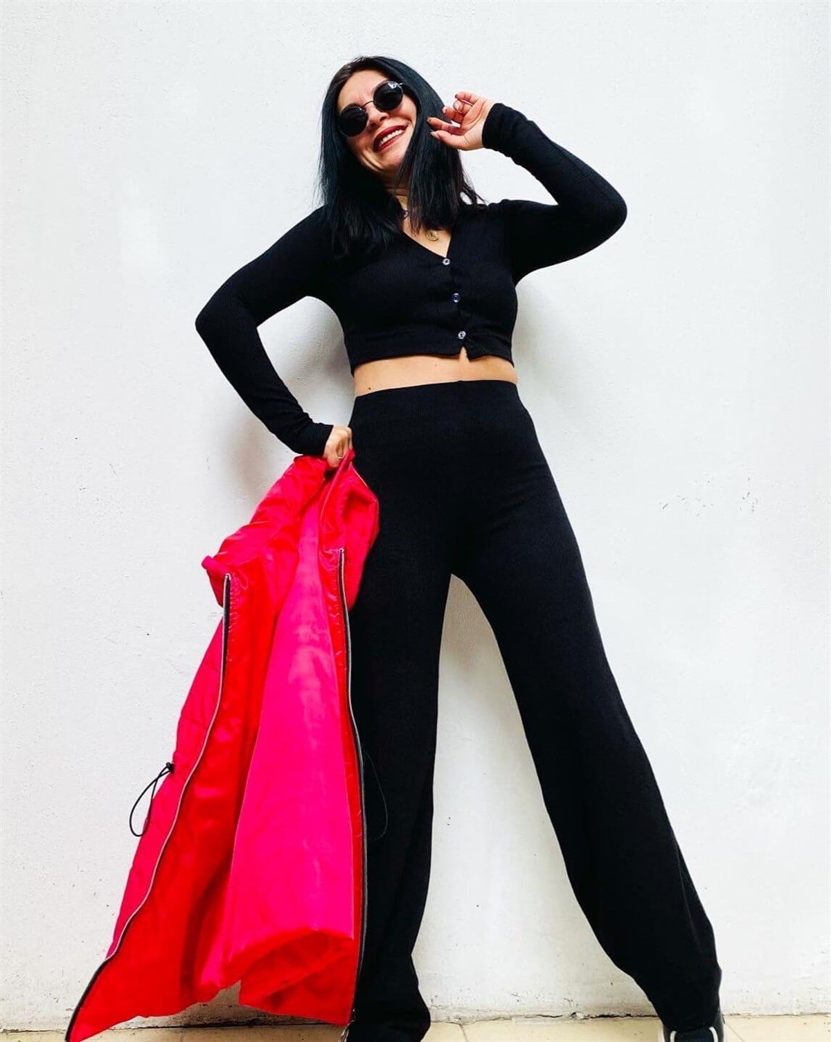 Siyah Pamuklu Triko Takım