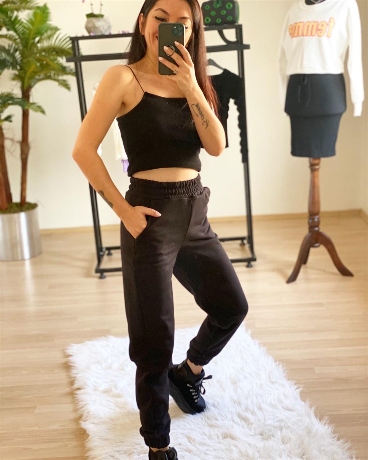 Siyah Polar Yumoş Eşofman Altı