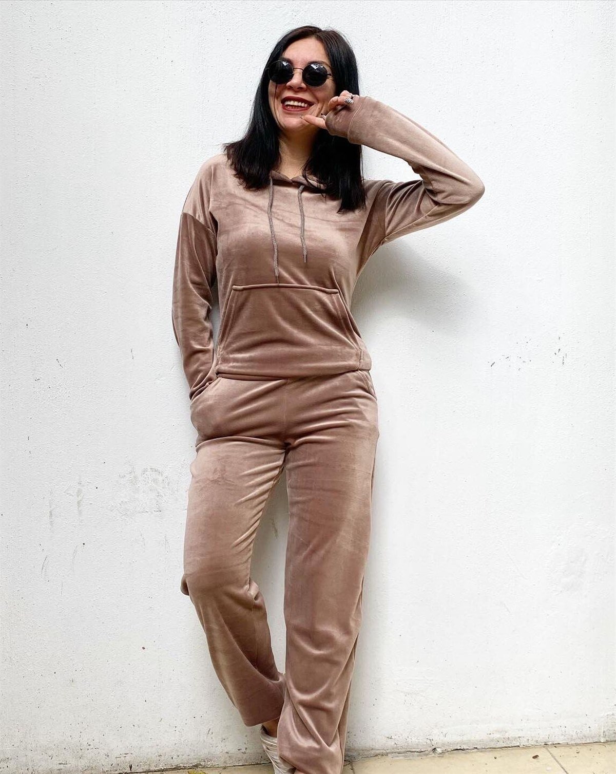 Vizon Kapişonlu Kadife Takım