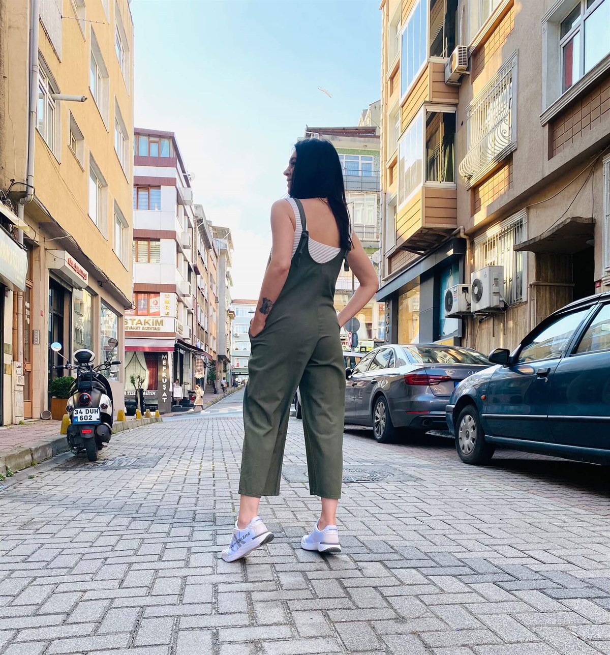 Yeni Sezon Haki Pamuklu Keten Salopet