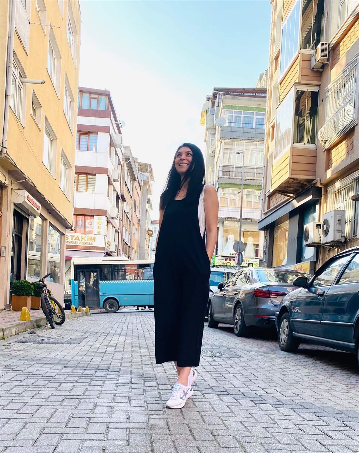 Yeni Sezon Siyah Pamuklu Keten Salopet
