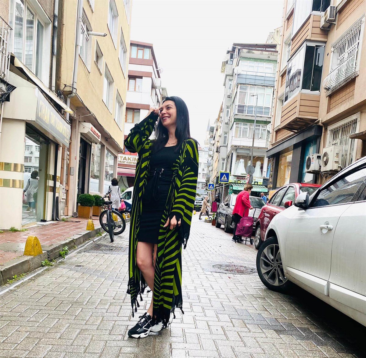 Yeşil Desenli Püskül Detaylı Kimono