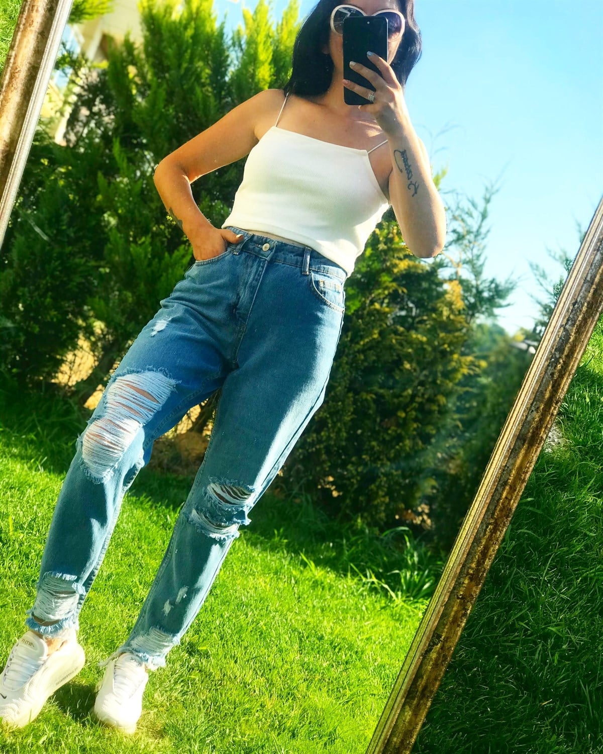 Yırtık Mom Jean