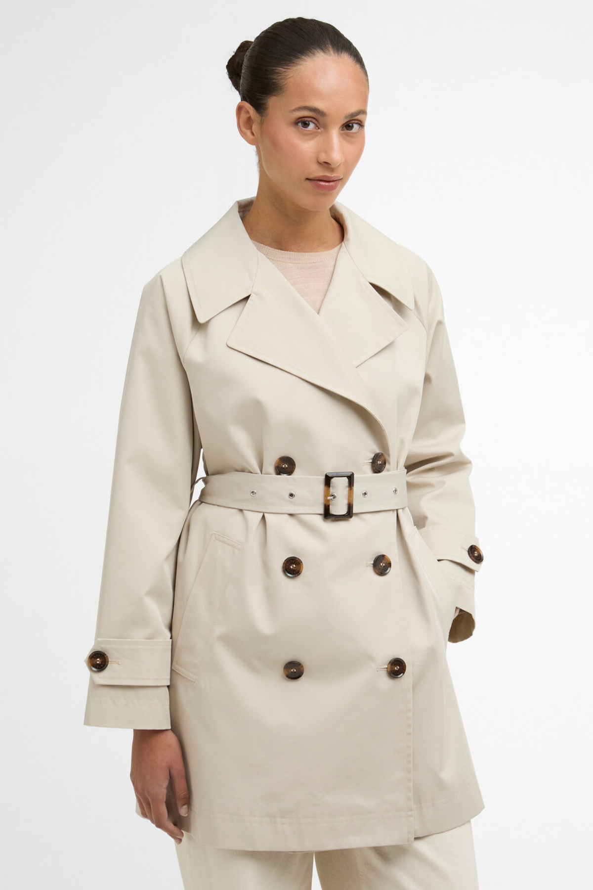 Barbour Adare Trench Showerproof Ceket ST31 Mist/Dress Navy Tartan