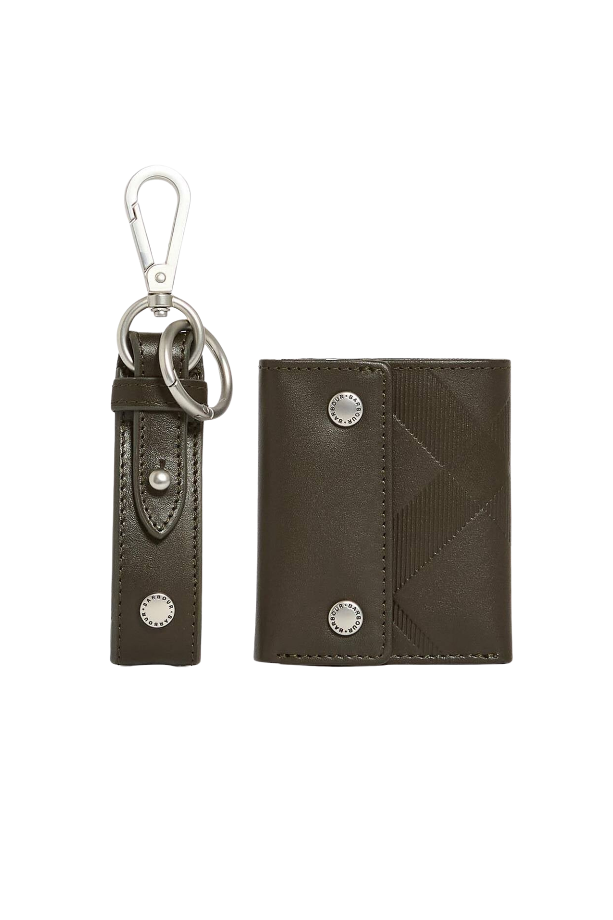 Barbour Brunton Deri Cüzdan & Anahtarlık Hediye Seti OL91 Dark Olive