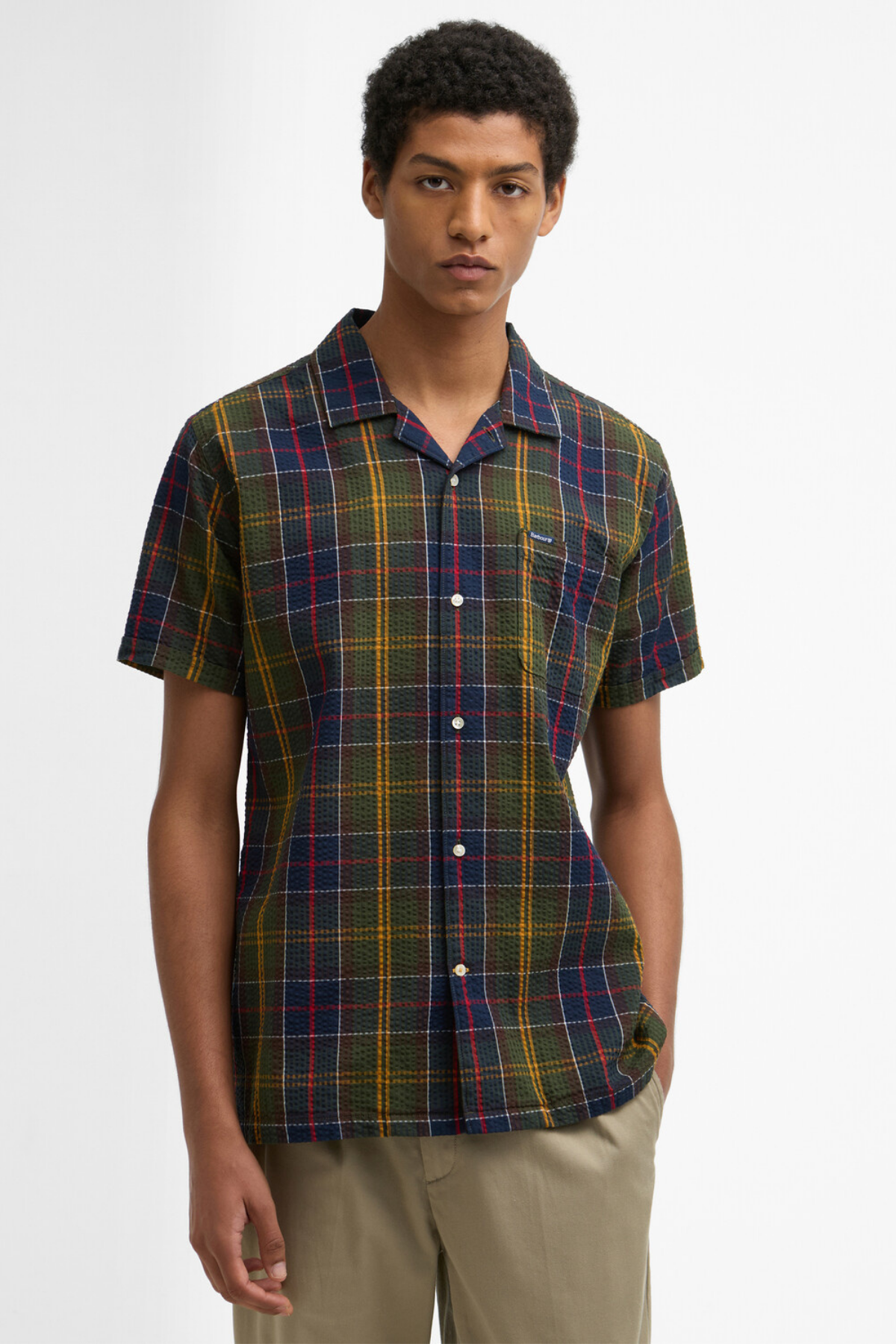 Barbour Clyde Seersucker Tartan Summer Fit Gömlek TN11 Classic Tartan