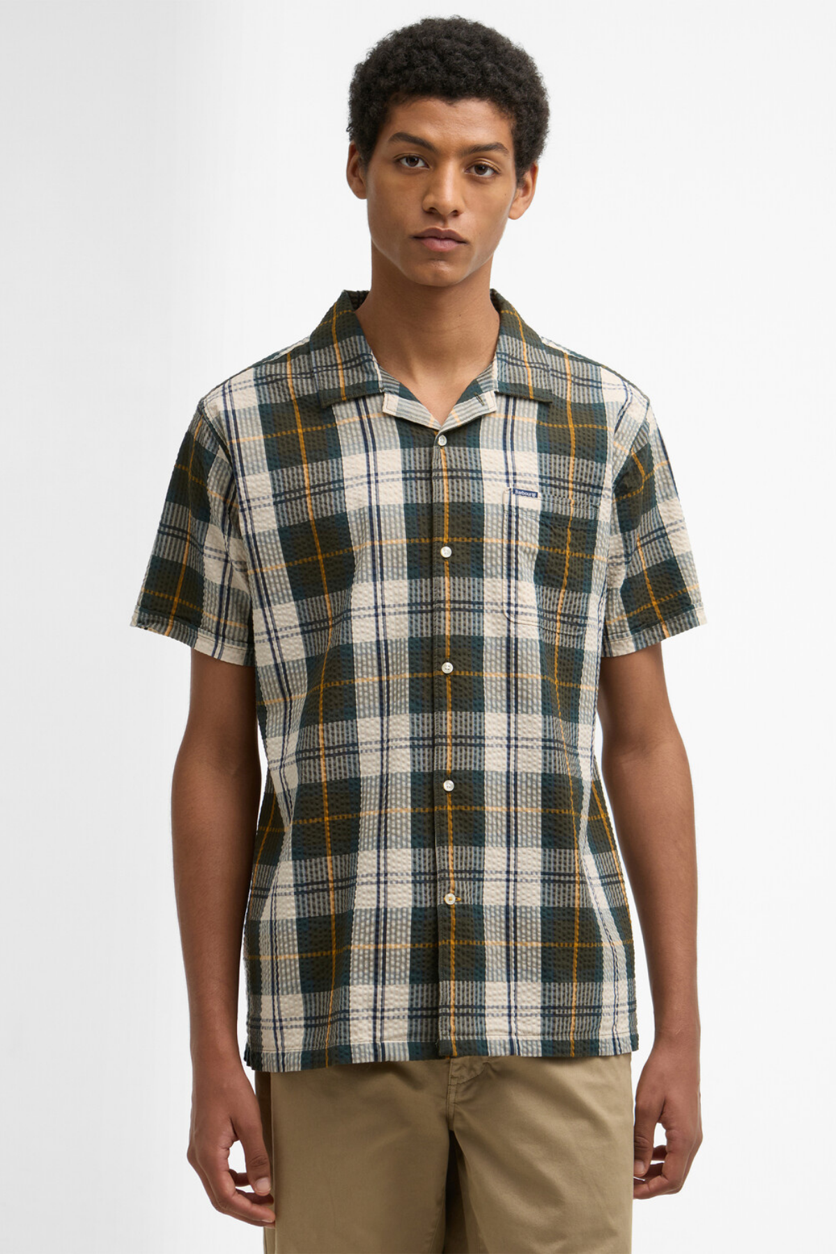 Barbour Clyde Seersucker Tartan Summer Fit Gömlek TN51 Ancient Tartan