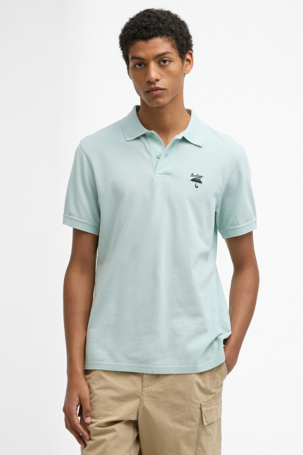 Barbour Comebe Tailored Fit Polo Yaka BU11 Mint Blue