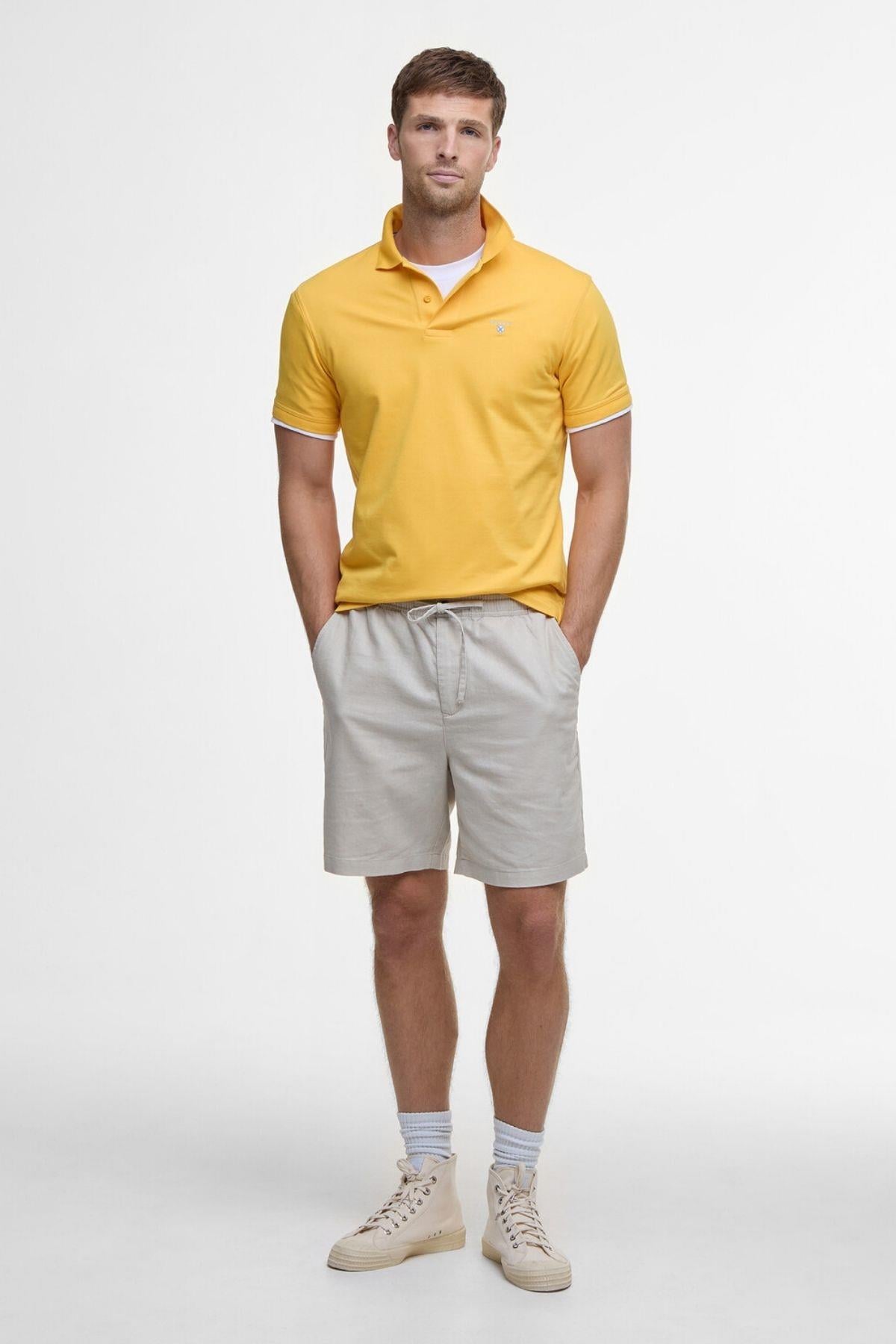 Barbour Cotton Linen Relaxed Şort GY18 Mist
