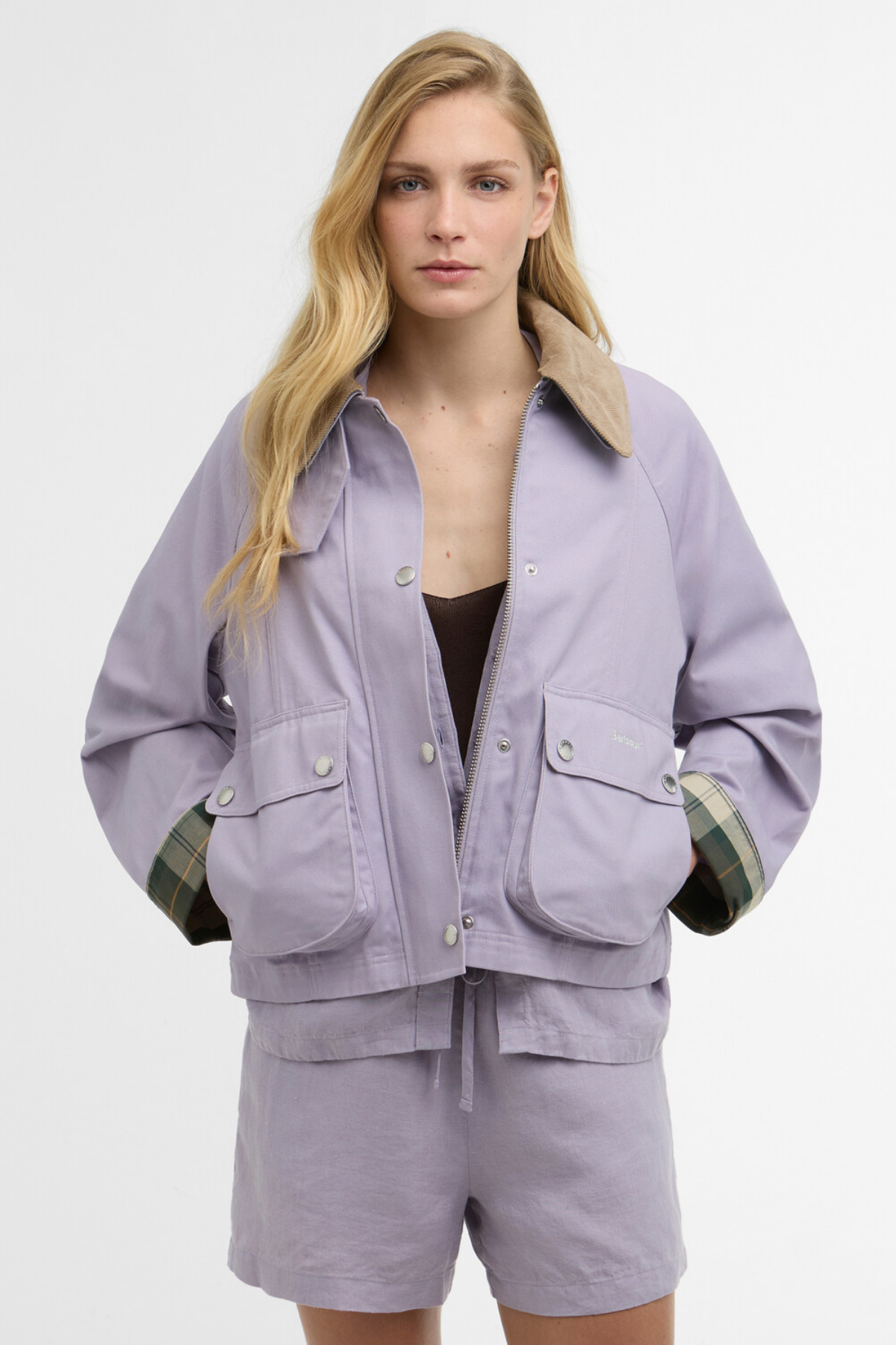 Barbour Cropped Beadnell Casual Ceket PU31 Heather Mist/Ancient/Timberwolf