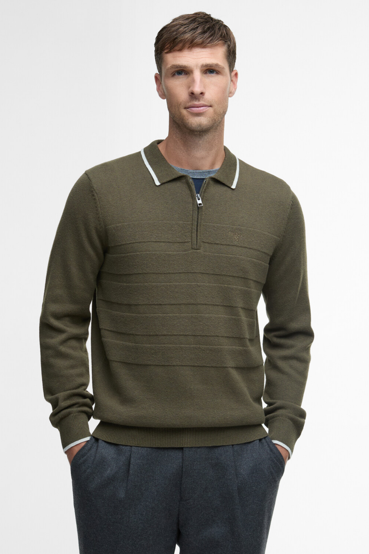 Barbour Fenhill Knitted Kazak OL54 Mıd Olıve