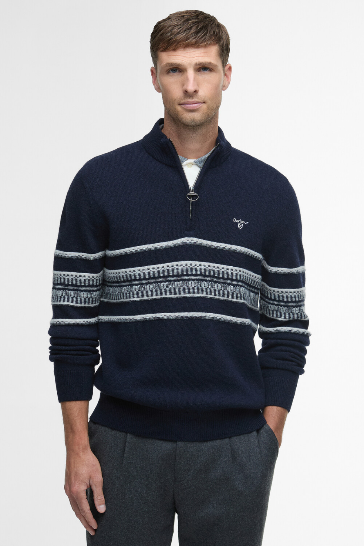 Barbour Kepwick Yarım Fermuarlı Kazak NY91 Navy