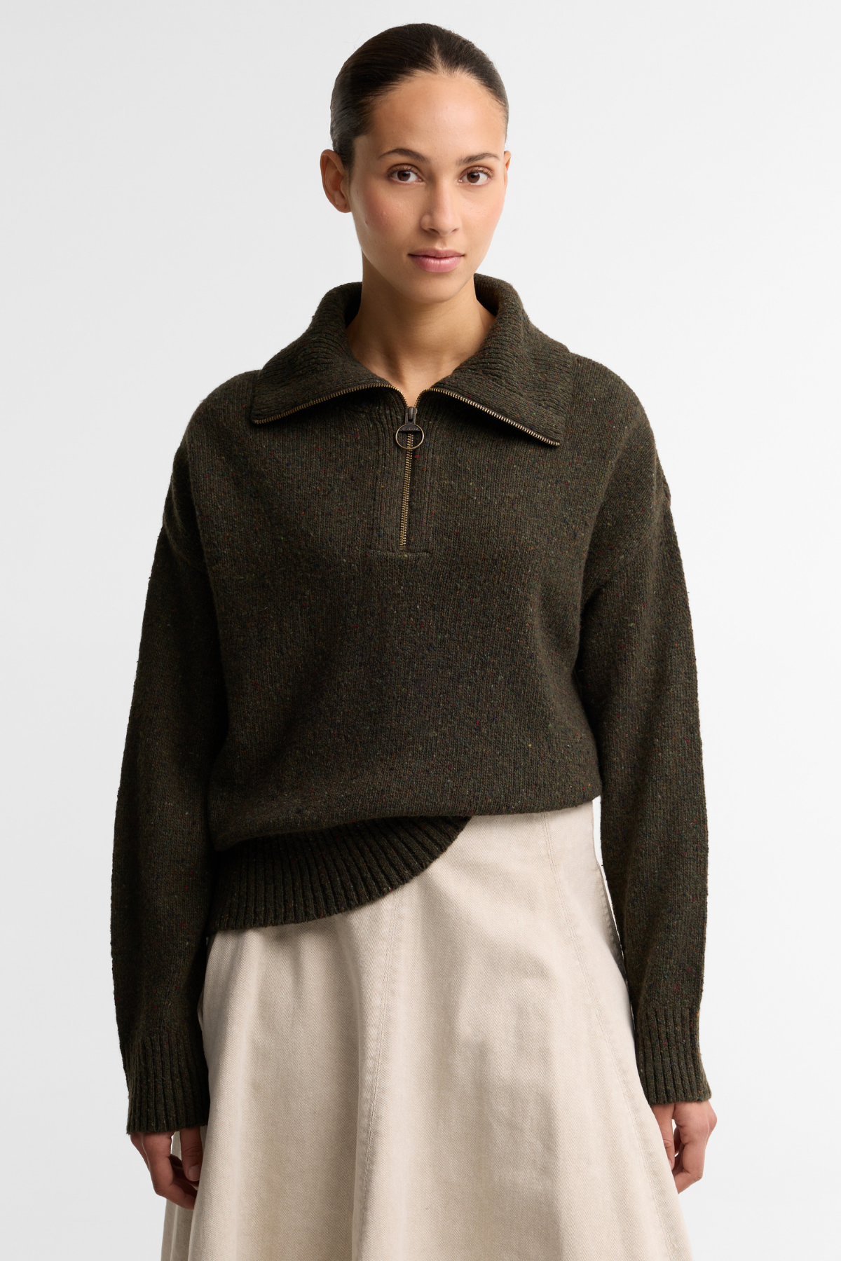 Barbour Lavensdale Half Zip Knitted Kazak OL71 Olive